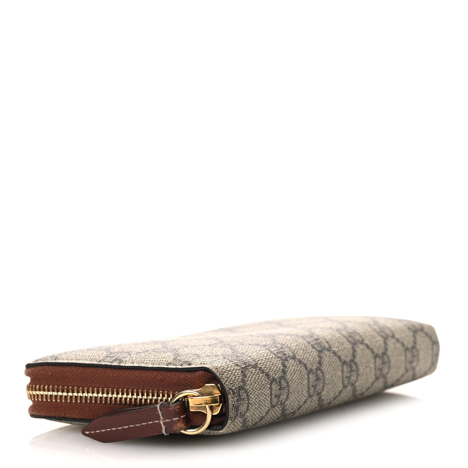 GG Supreme Monogram Cuoio Toscano Zip Around Wallet Beige Ebony Cuir