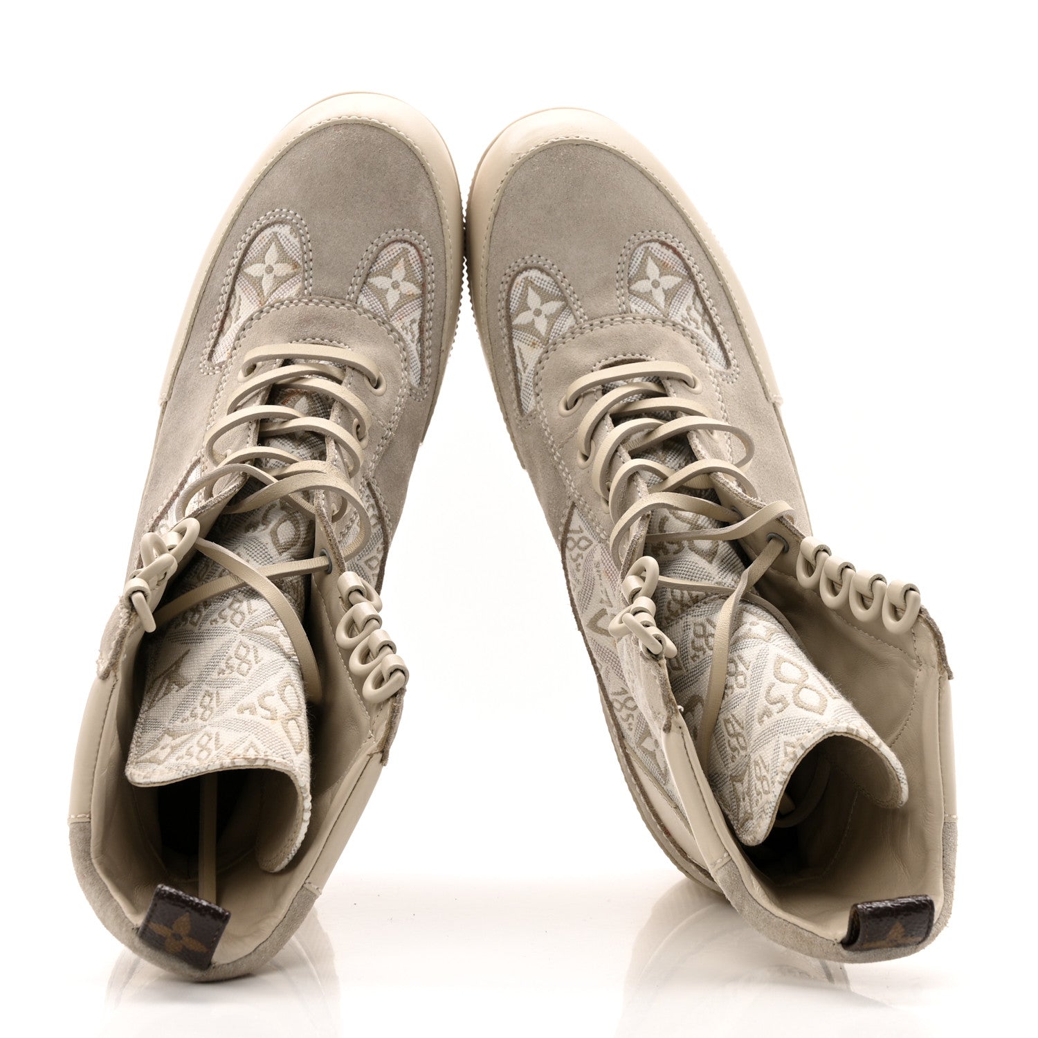 Suede Calfskin Jacquard Since 1854 Laureate Platform Desert Boots 37.5 Beige