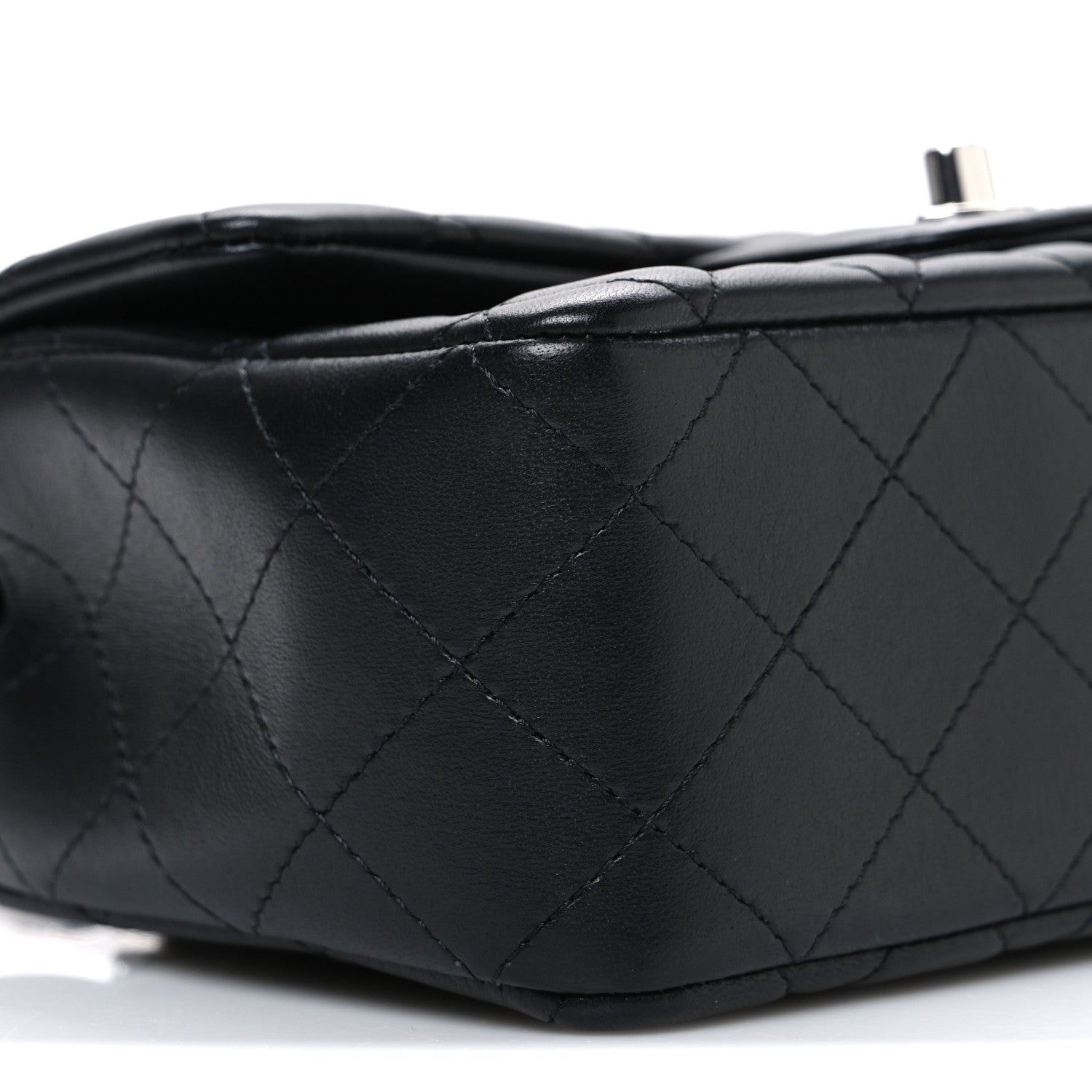 Lambskin Quilted Mini Rectangular Flap Black