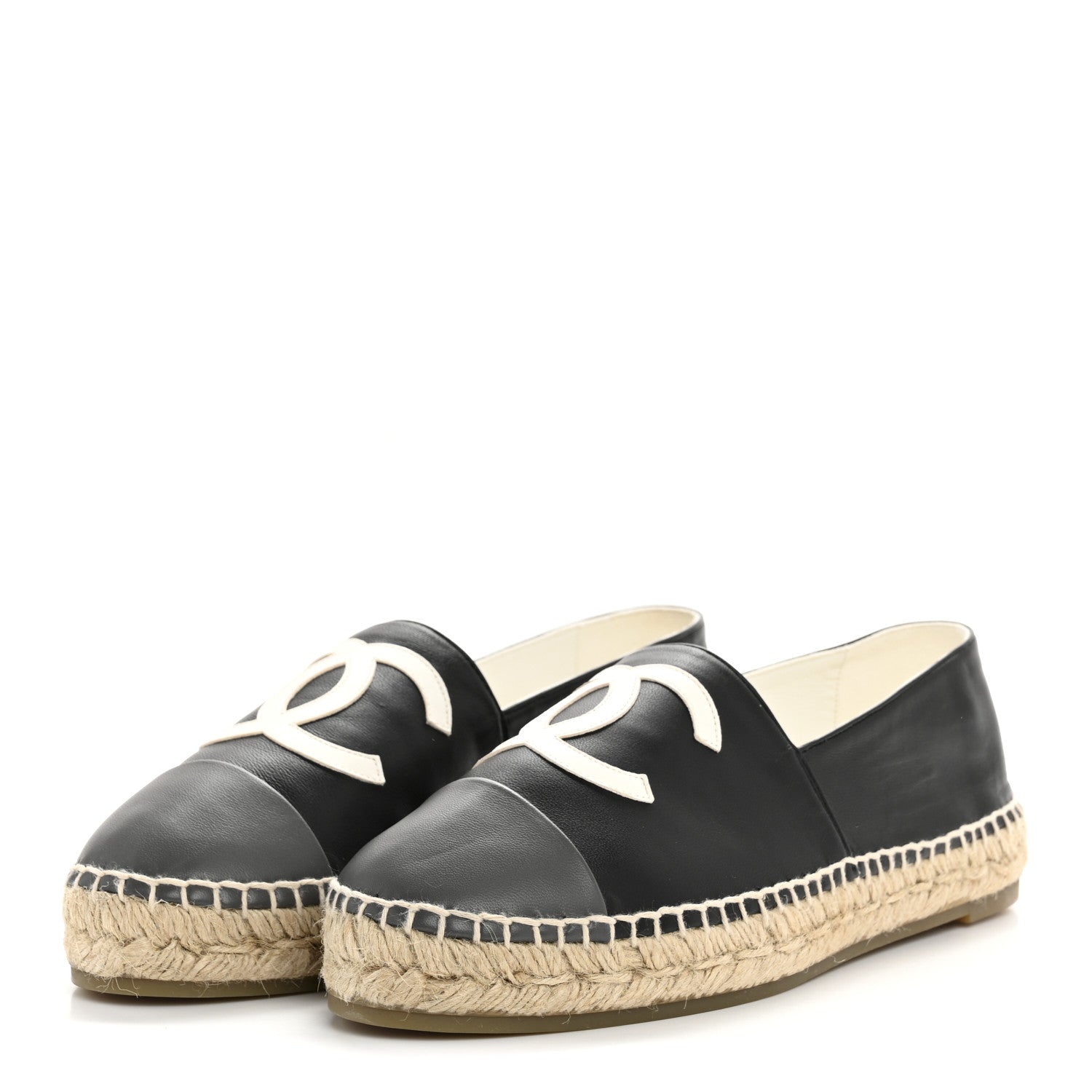 Lambskin CC Espadrilles 41 Black White Grey