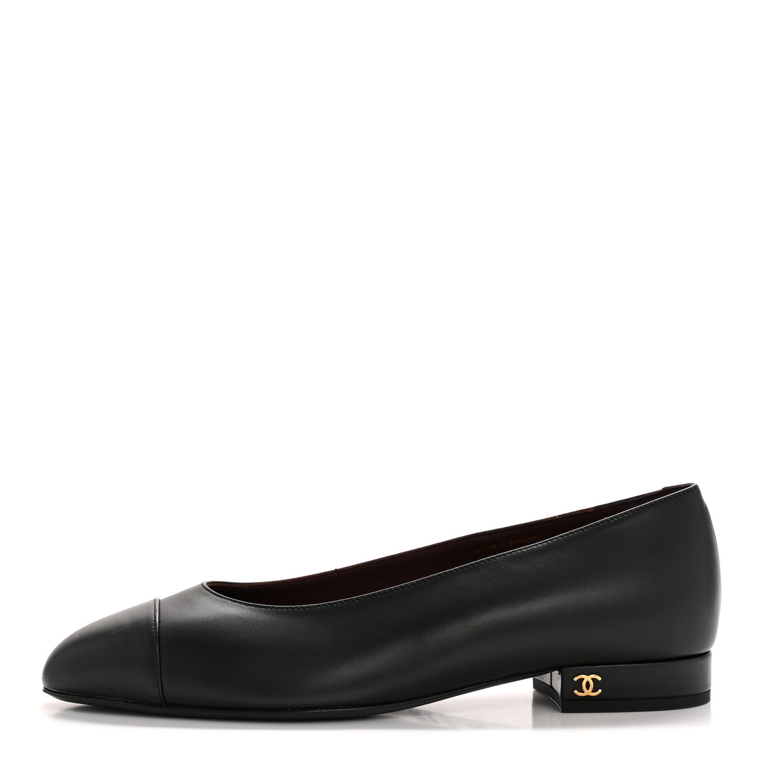 Lambskin Cap Toe CC Uniform Ballerina Flats 37 Black