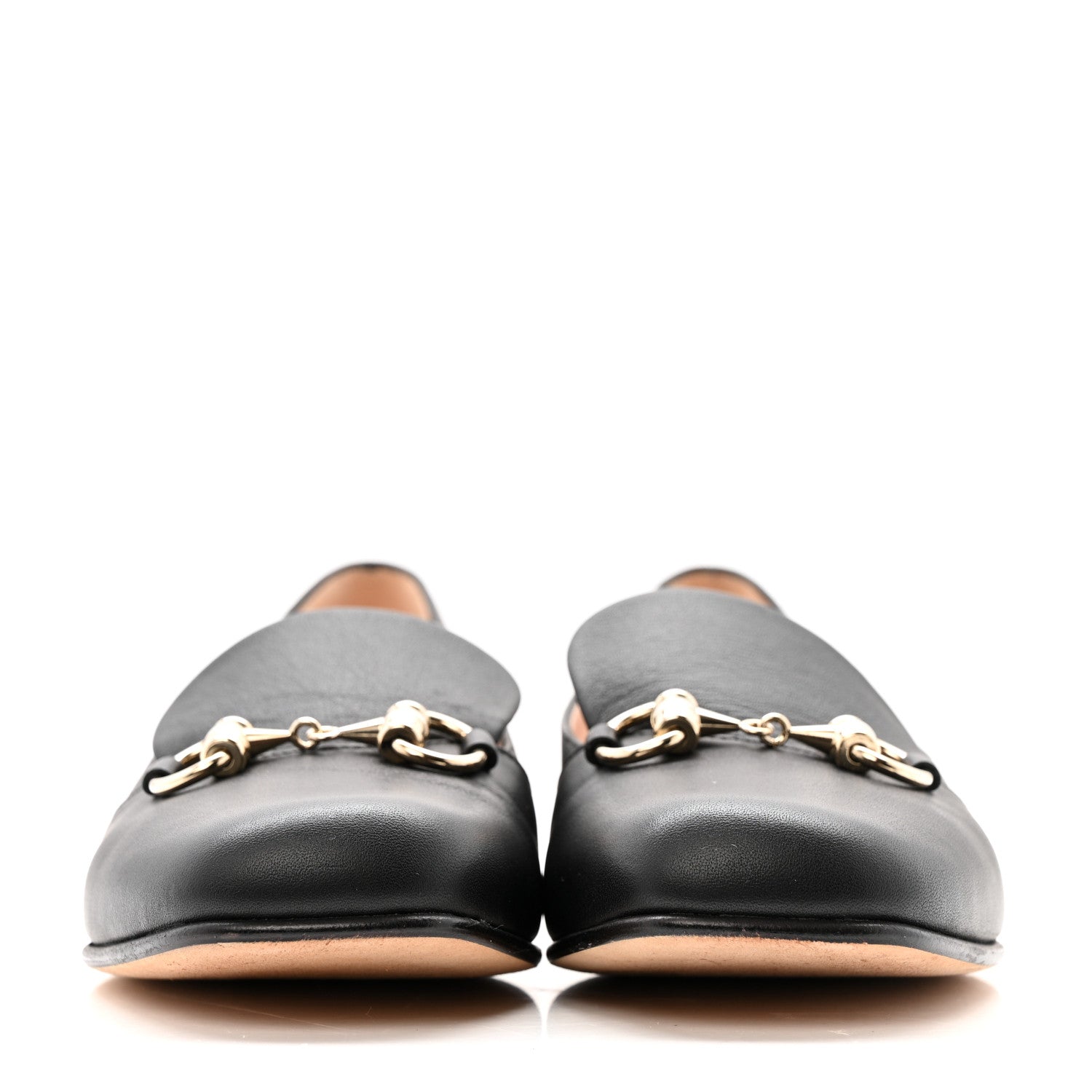 Calfskin Womens Horsebit Loafers 35.5 Black