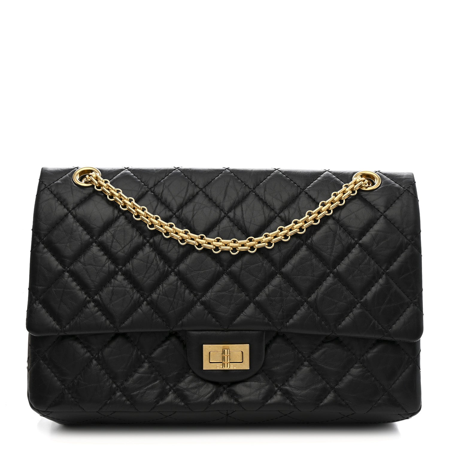 Aged Calfskin Quilted 2.55 Reissue 226 Flap Black