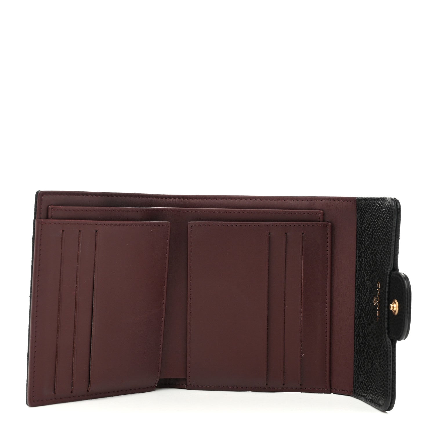 Caviar Quilted Compact Flap Wallet Black