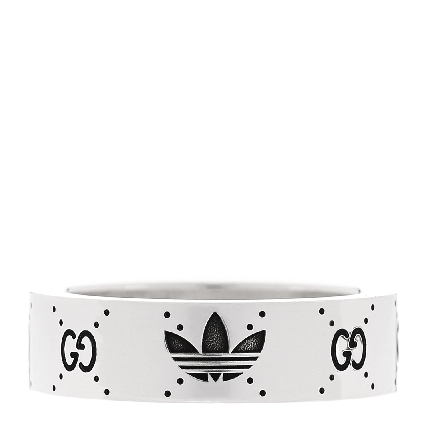X ADIDAS Sterling Silver Trefoil GG Monogram Band Ring 55 7.25