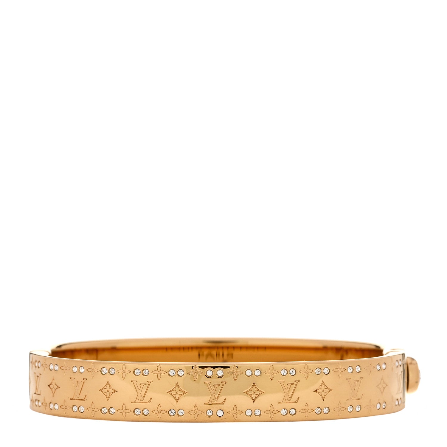 Brass Crystal Monogram Nanogram Strass Cuff S Gold