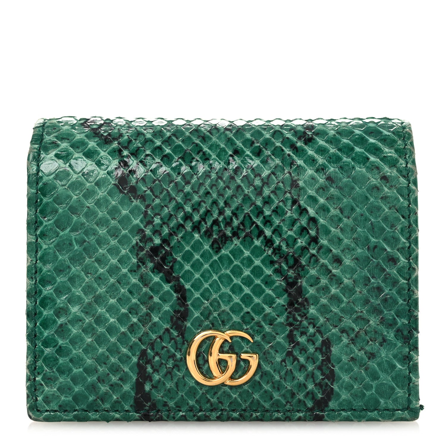 Snakeskin GG Marmont Card Case Green