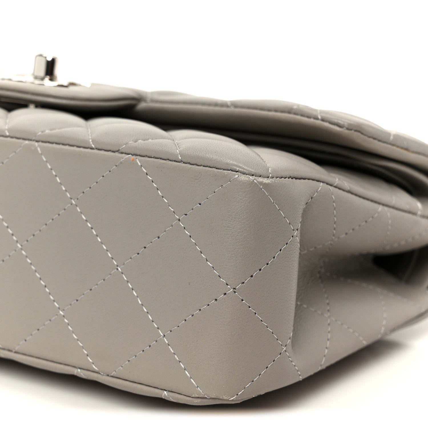 Lambskin Quilted Small Double Flap Grey
