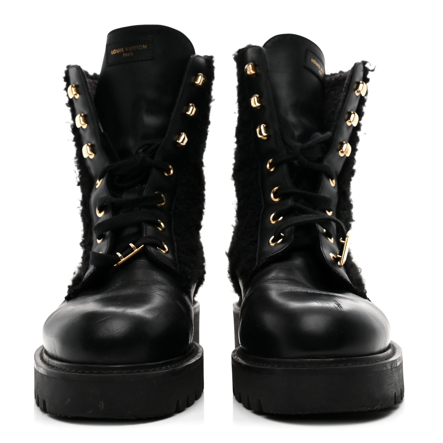 Shearling Calfskin Territory Ranger Combat Boots 41 Black