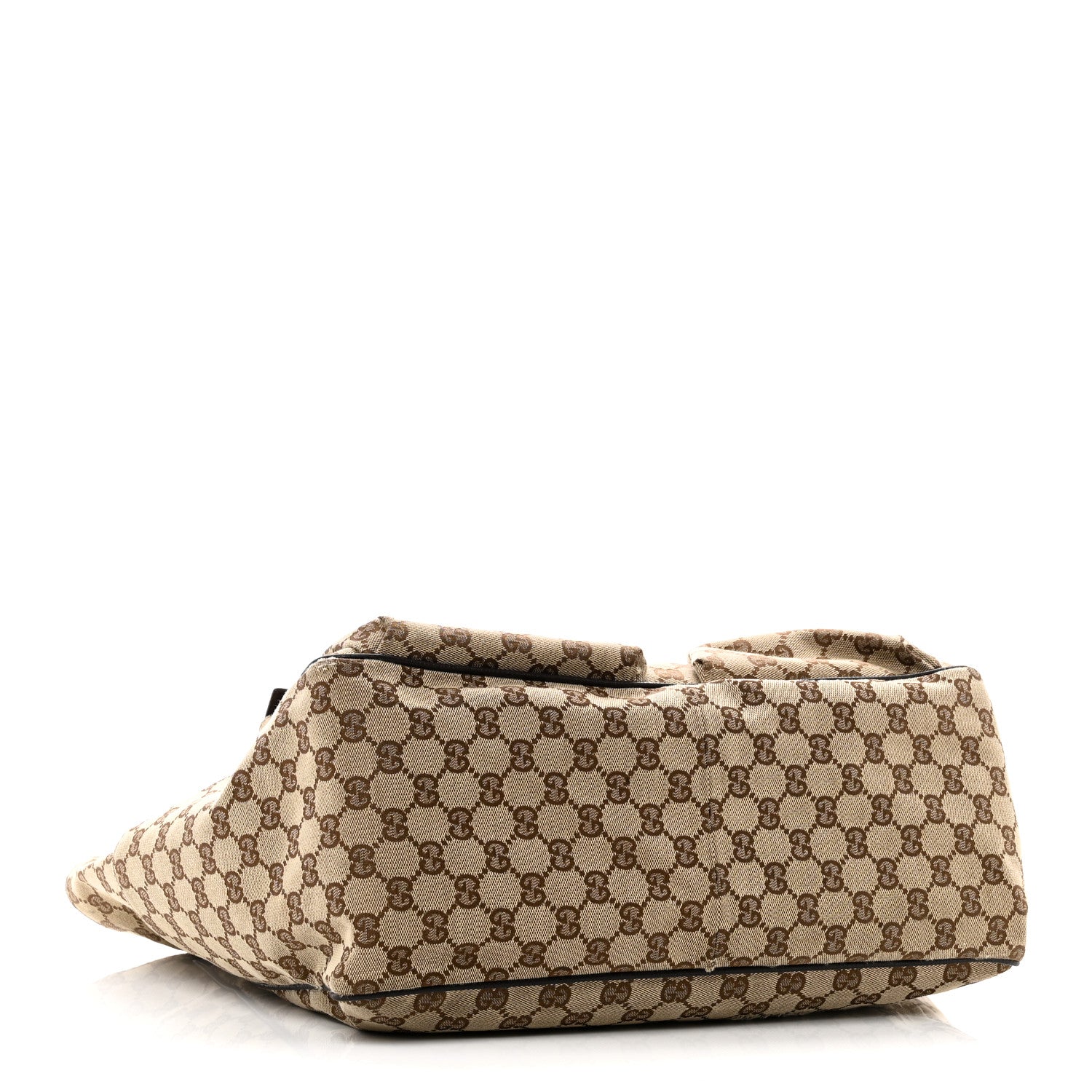 GG Monogram Medium Web Handle Double Pocket Tote Brown