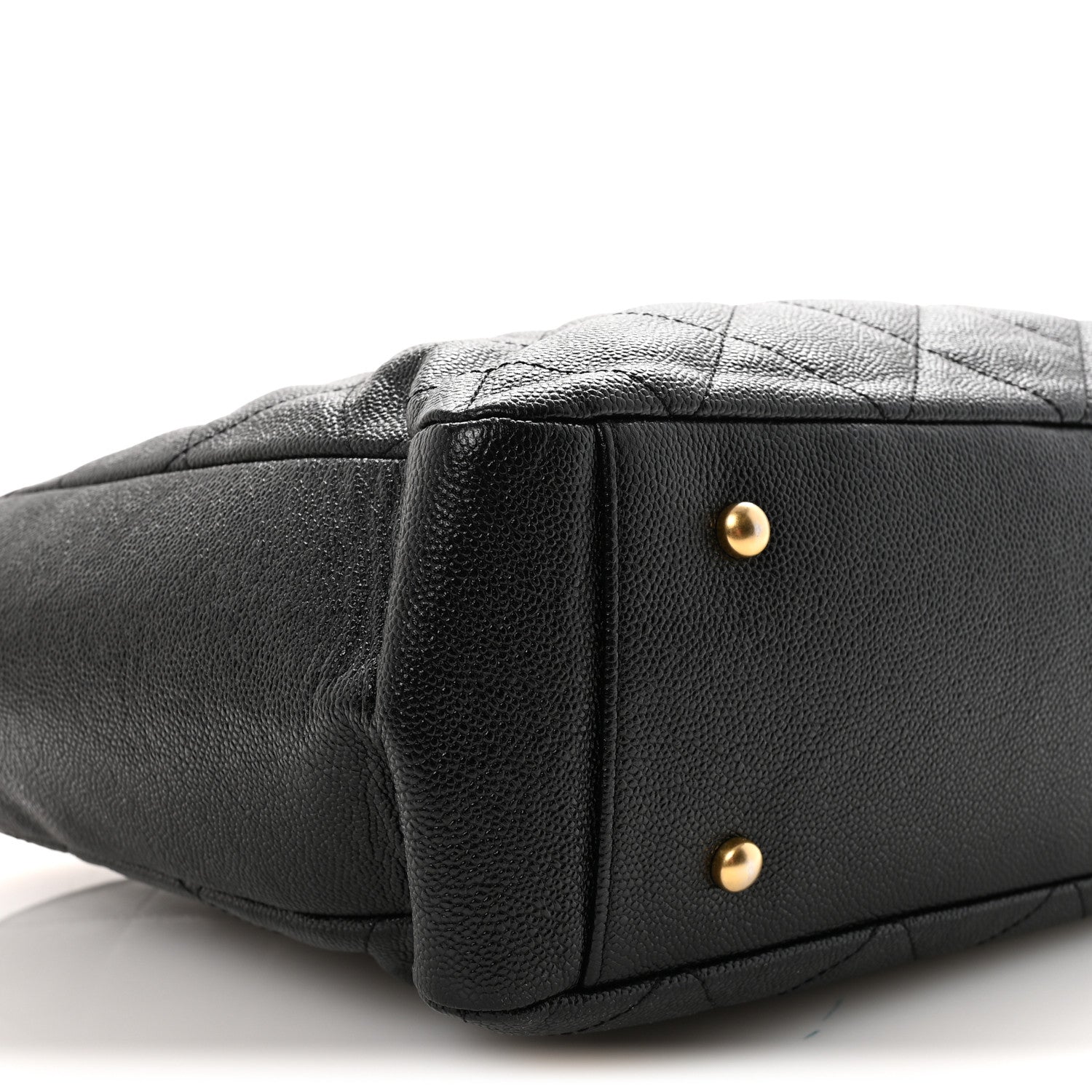 Caviar Quilted Small Trapezoid Chain Shopping Tote Black