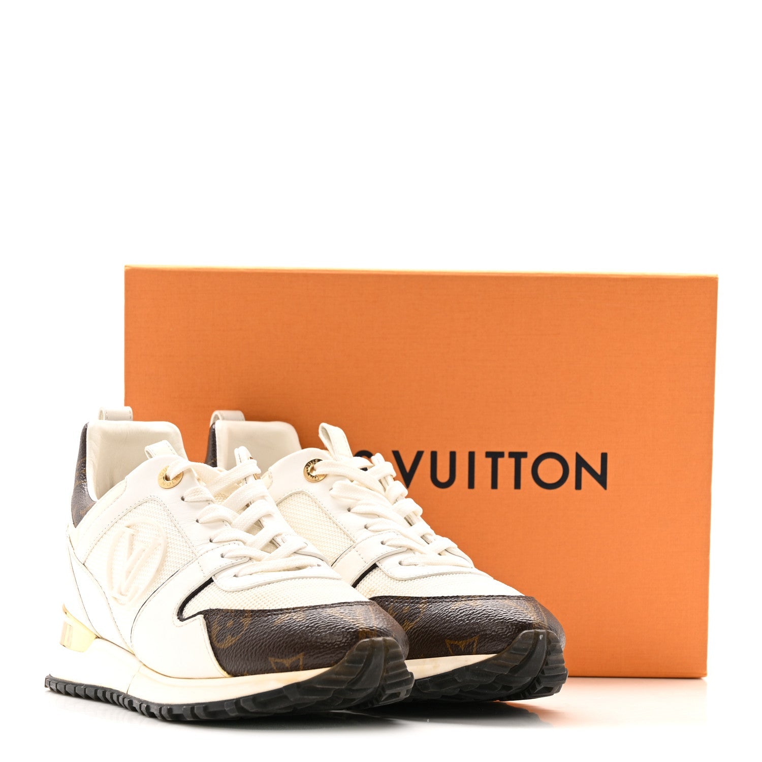 Calfskin Monogram Run Away Sneakers 37 White