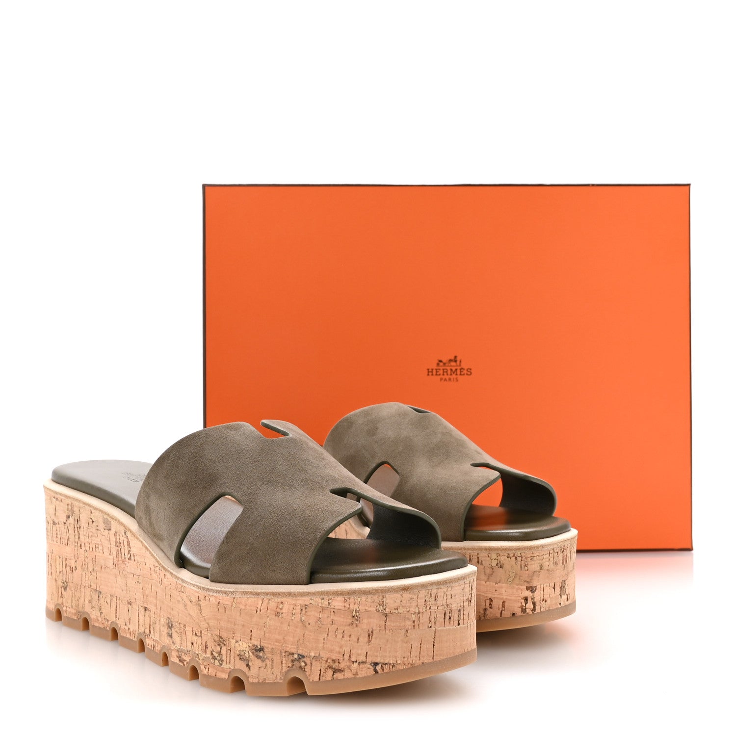 Suede Goatskin Cork Eze 30 Sandals  40 Vert Toundra