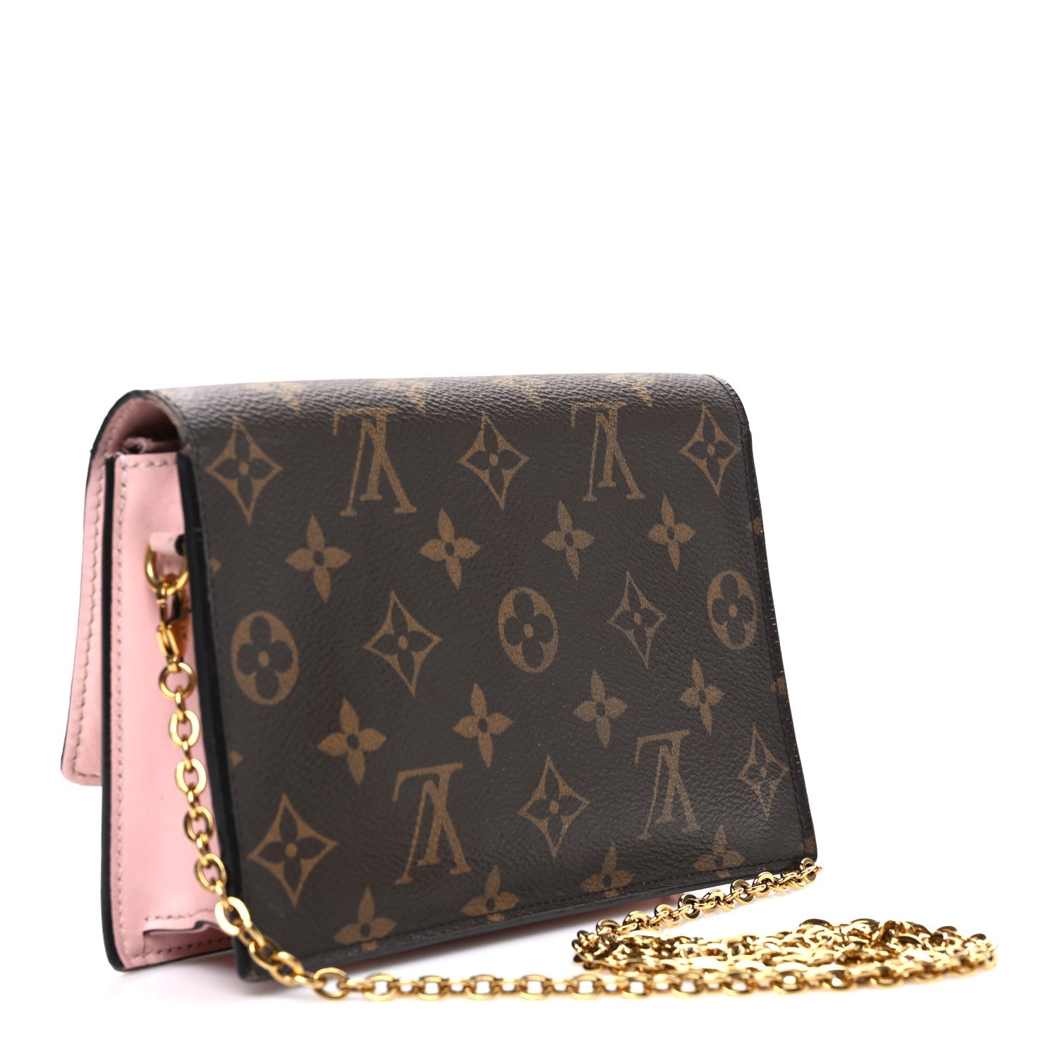 Monogram Flore Chain Wallet Rose Ballerine