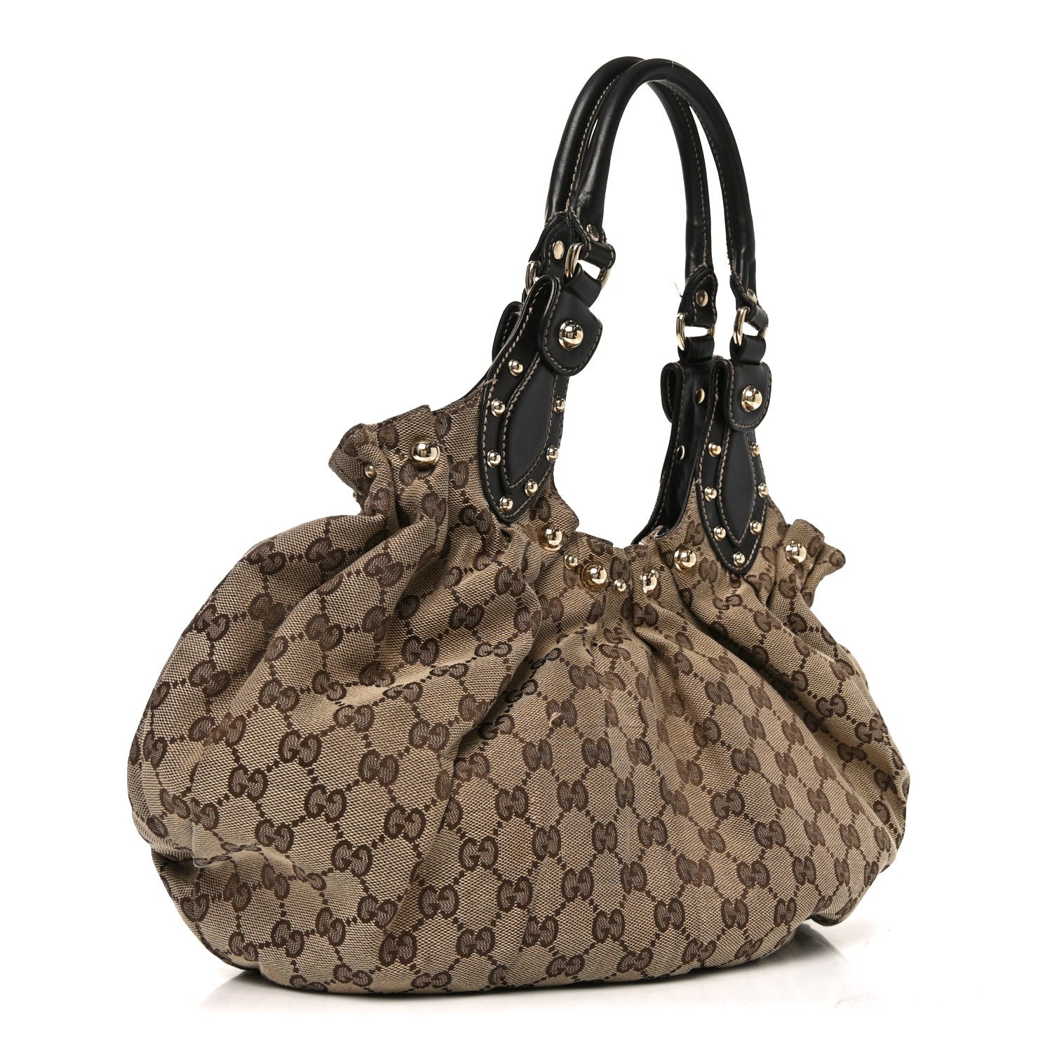 Monogram Studded Medium Pelham Shoulder Bag Dark Brown