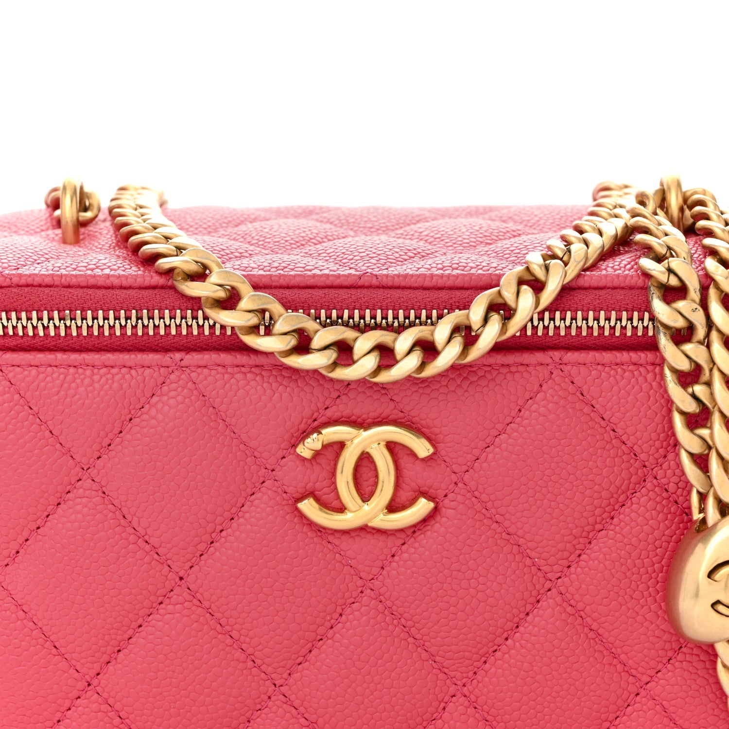 Caviar Quilted Sweetheart Vanity Case Pink