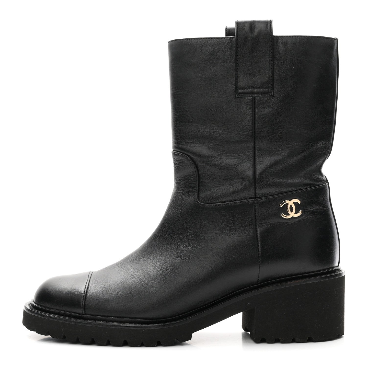 Calfskin CC Ankle Boots 37.5 Black