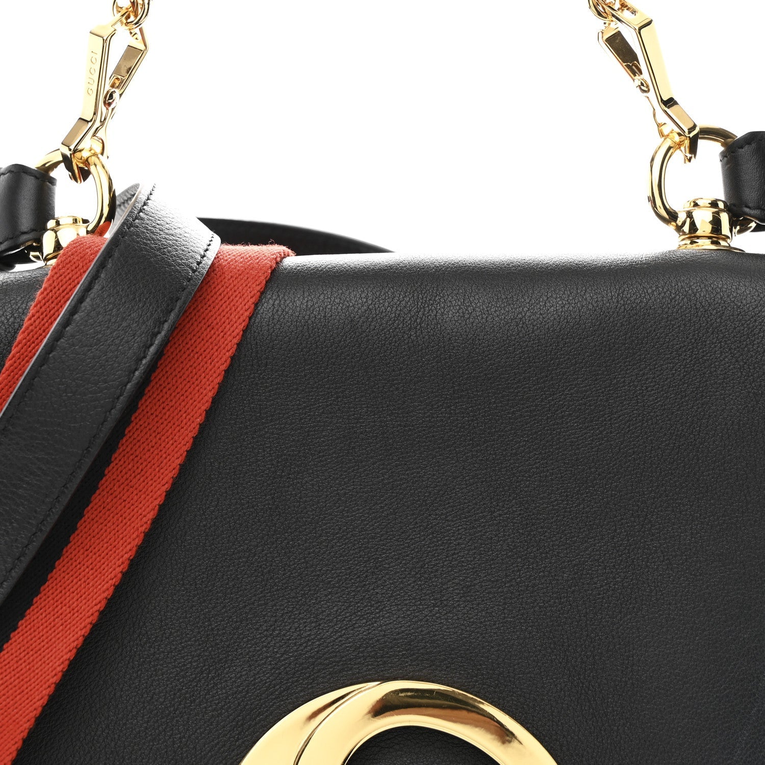 Roxy Calfskin Web Medium Studded Blondie Shoulder Flap Bag Black