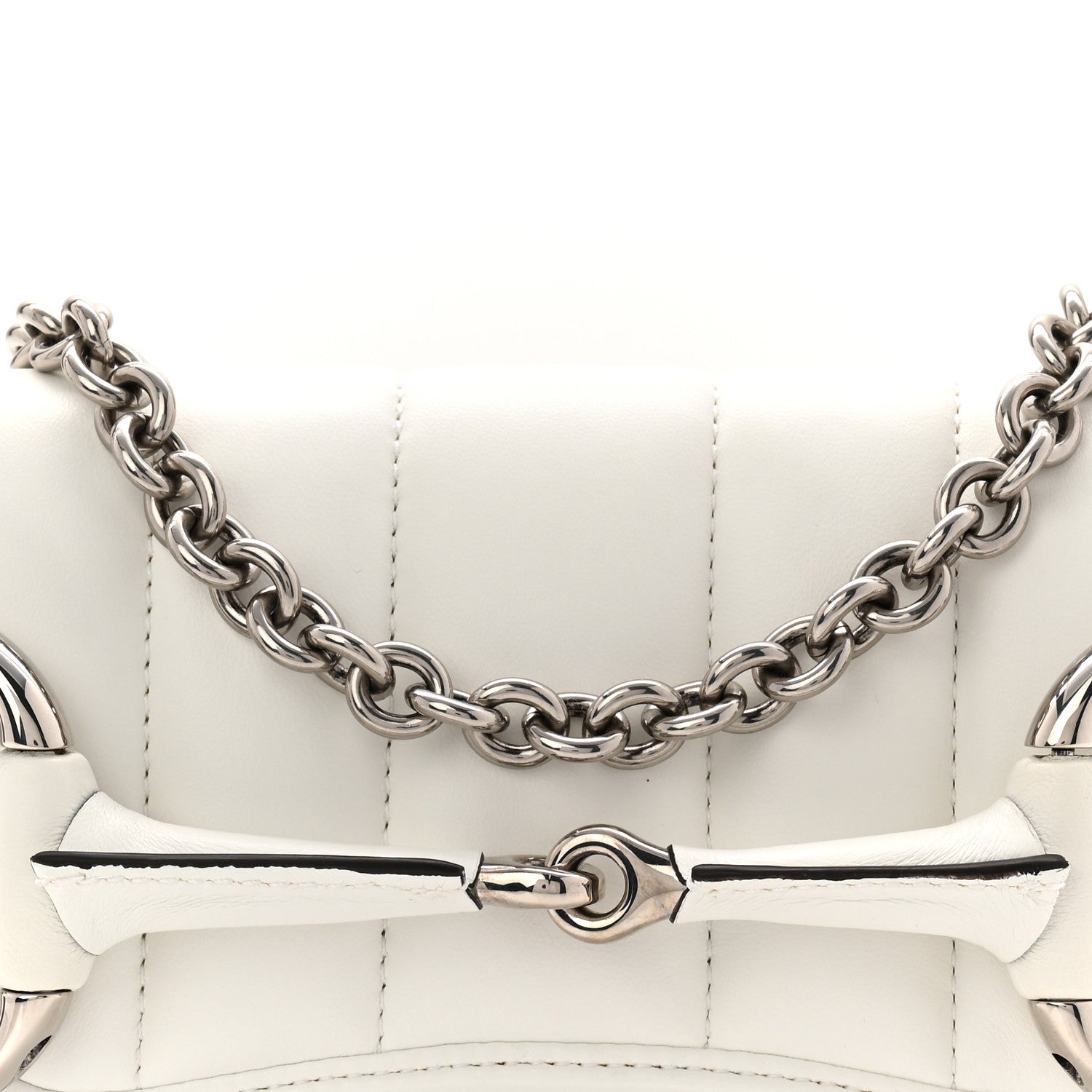 Nappa Vertical Matelasse Small Maxi Horsebit Chain Shoulder Bag Great White