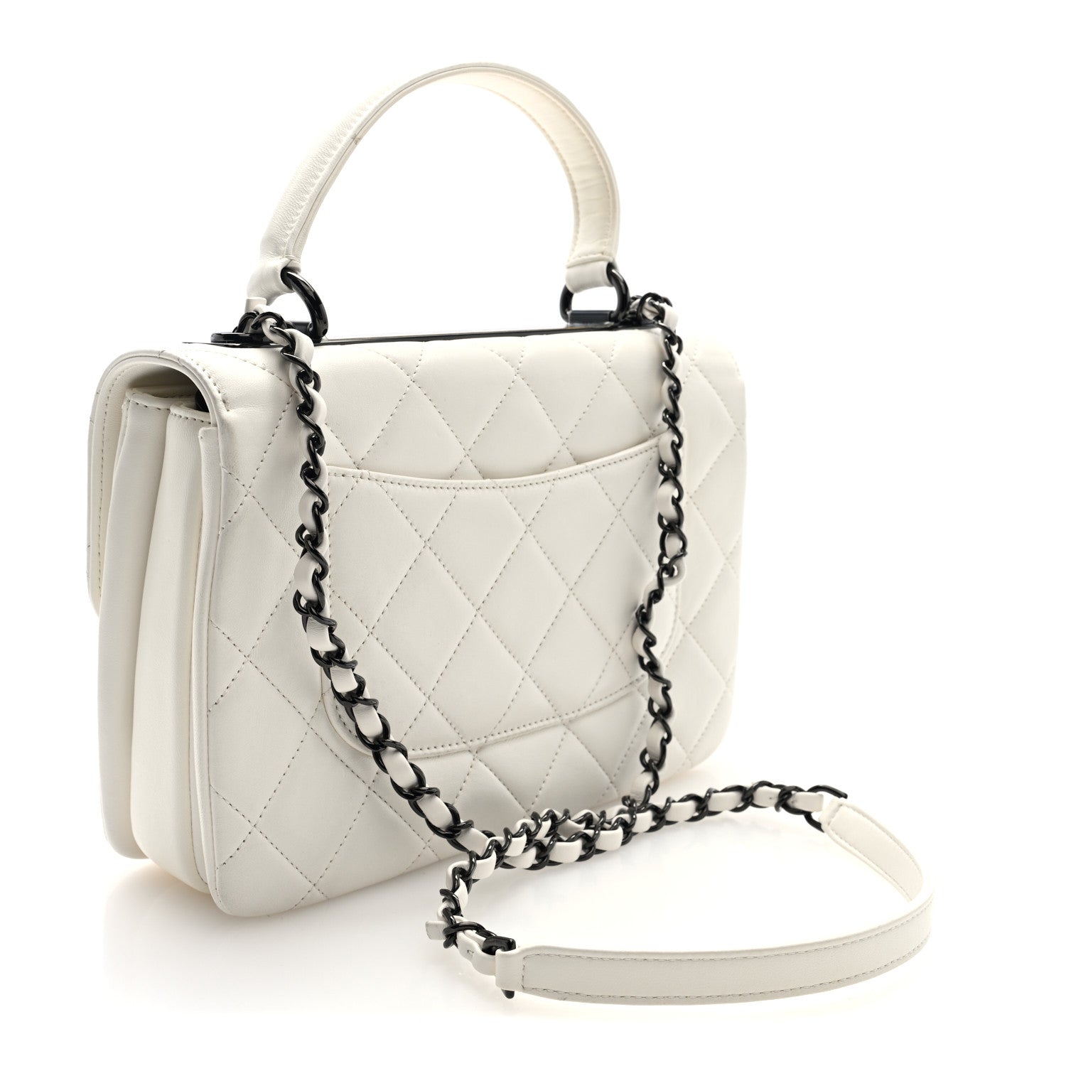 Lambskin Quilted Small Trendy CC Dual Handle Flap Bag White