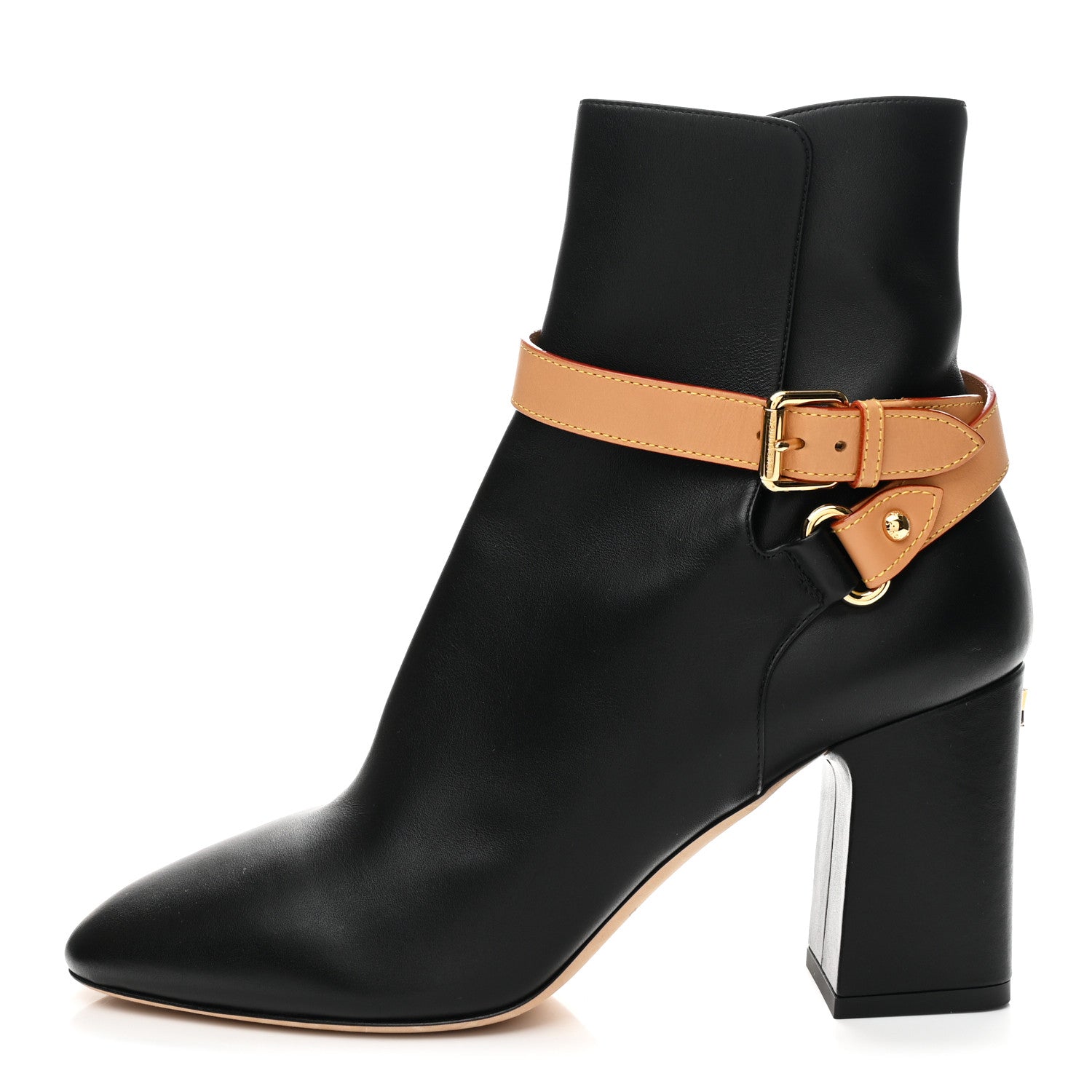 Calfskin Belted Ankle Boots 41 Black
