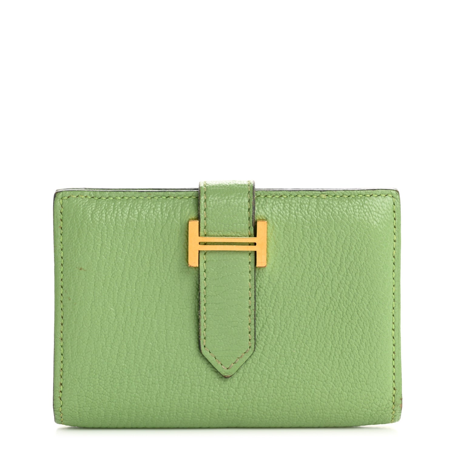 Chevre Mysore Bearn Card Holder Wallet Vert Criquet