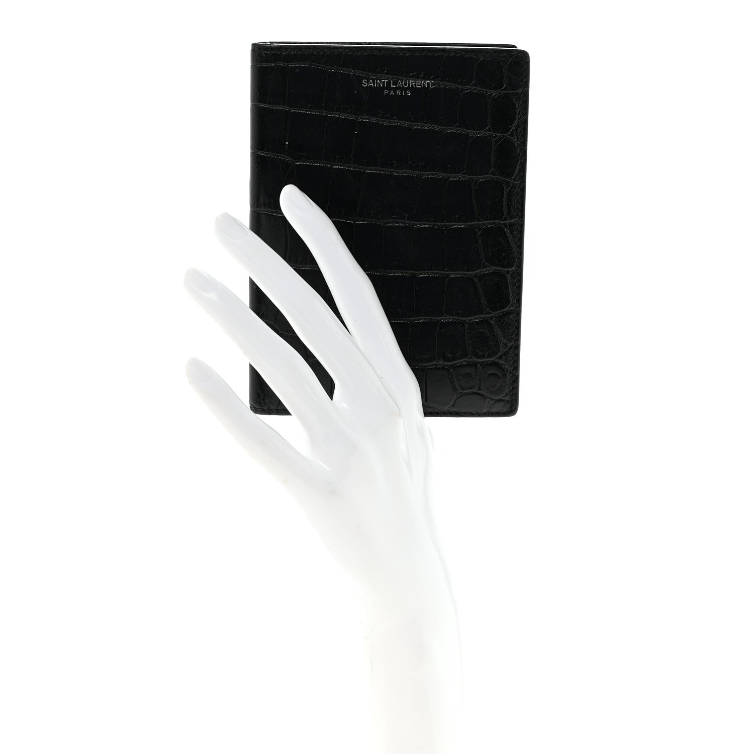 Crocodile Embossed Passport Holder Black