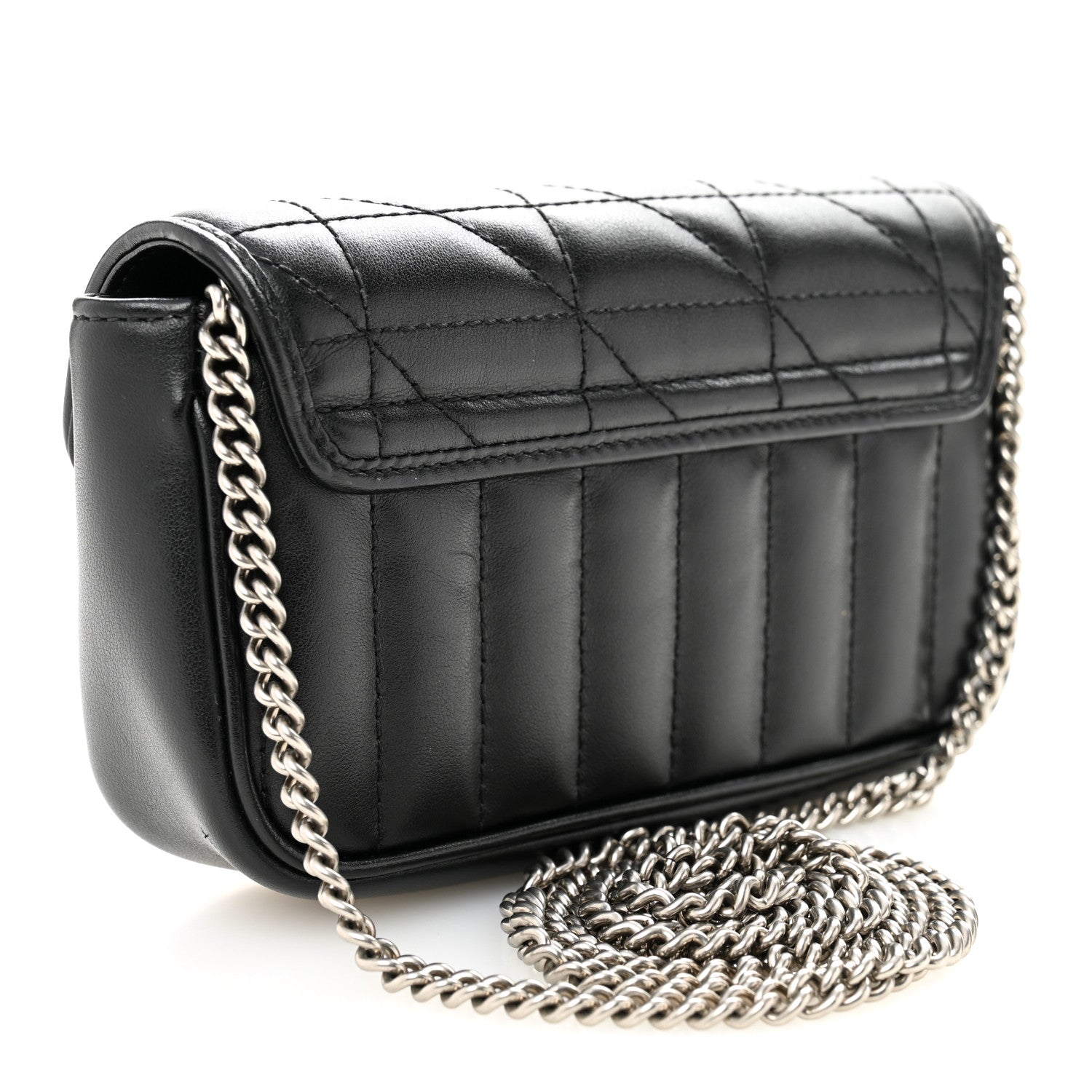 Calfskin Matelasse Aria Super Mini GG Marmont Shoulder Bag Black
