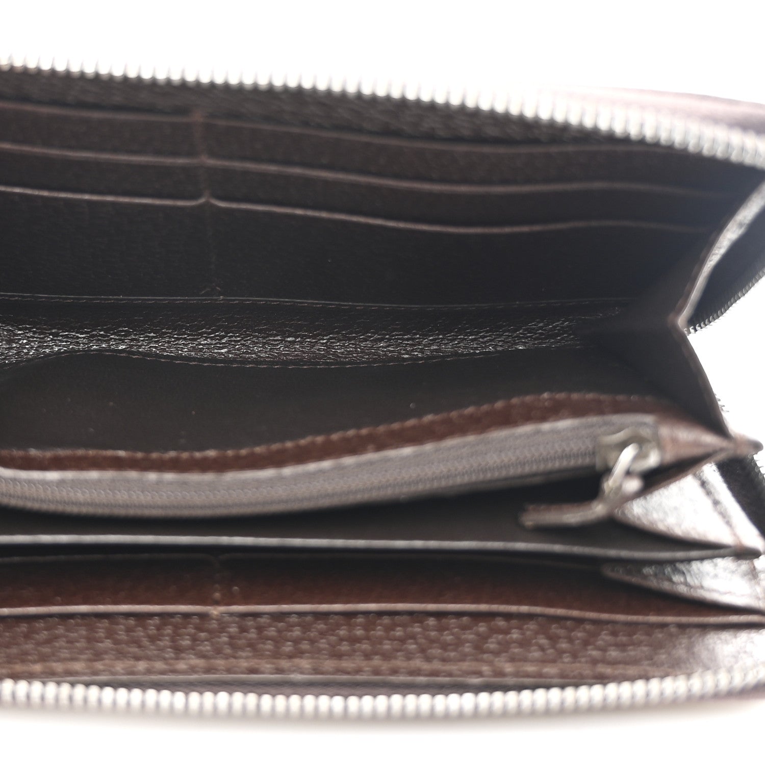 Monogram Metal Bar Zip Around Wallet Dark Brown