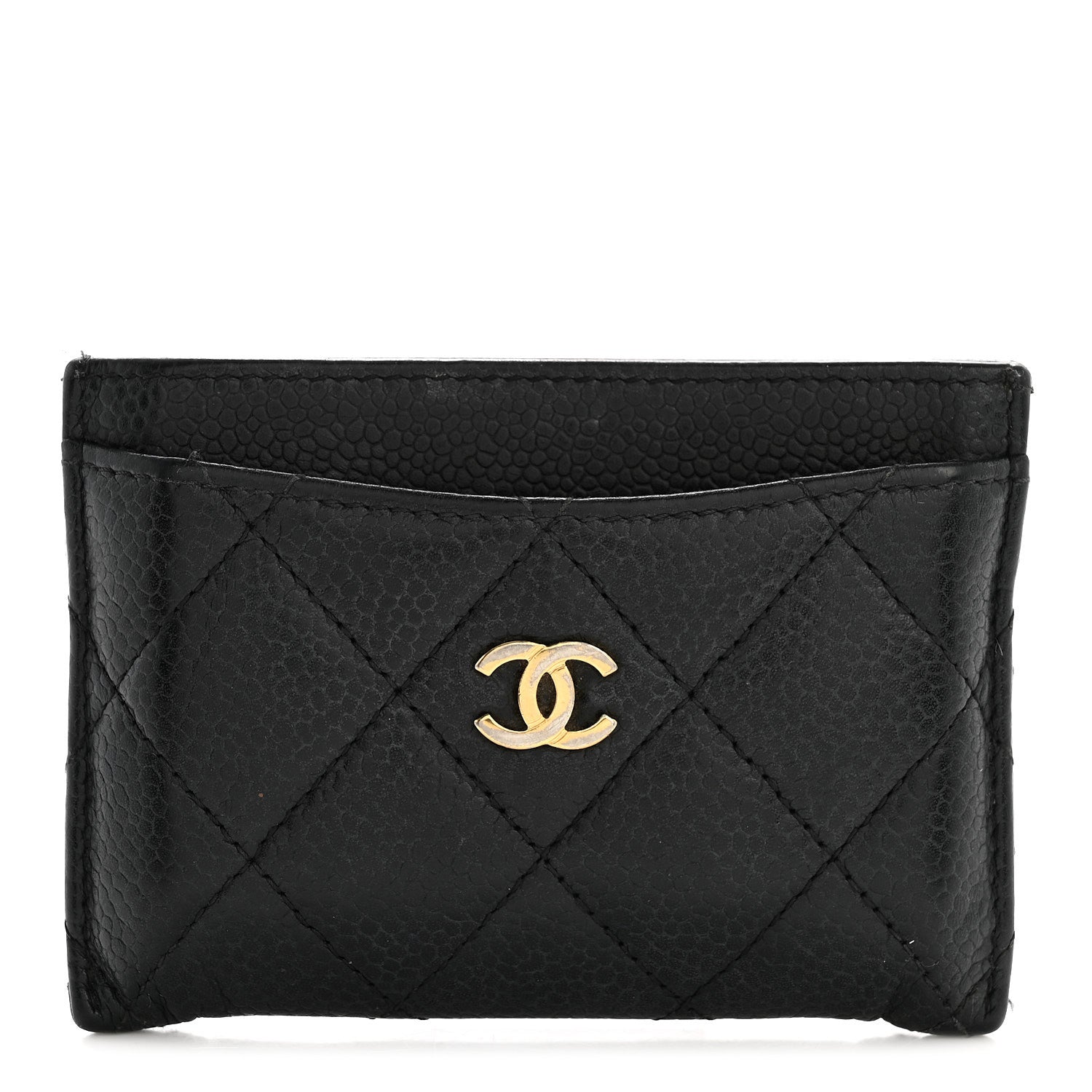 Caviar Quilted Card Holder Black