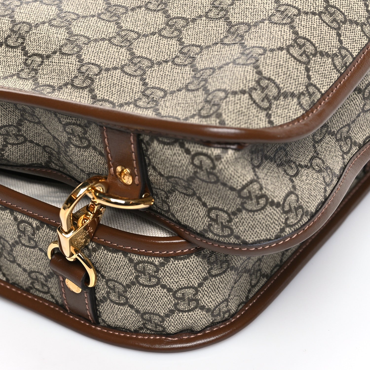 GG Supreme Monogram Azalea Calfskin Retro Interlocking G Garment Bag Beige Ebony Brown Sugar