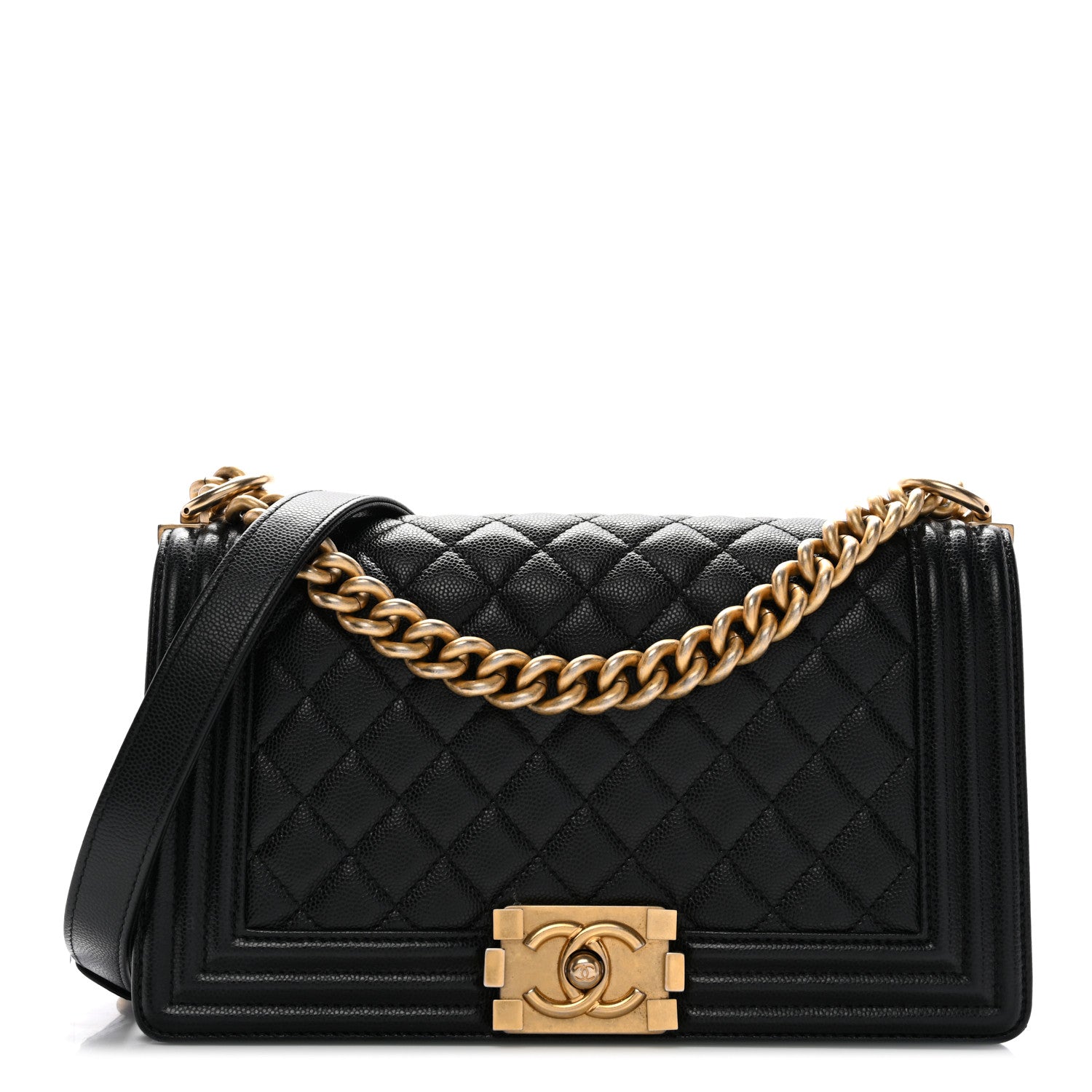 Caviar Quilted Medium Boy Flap Black