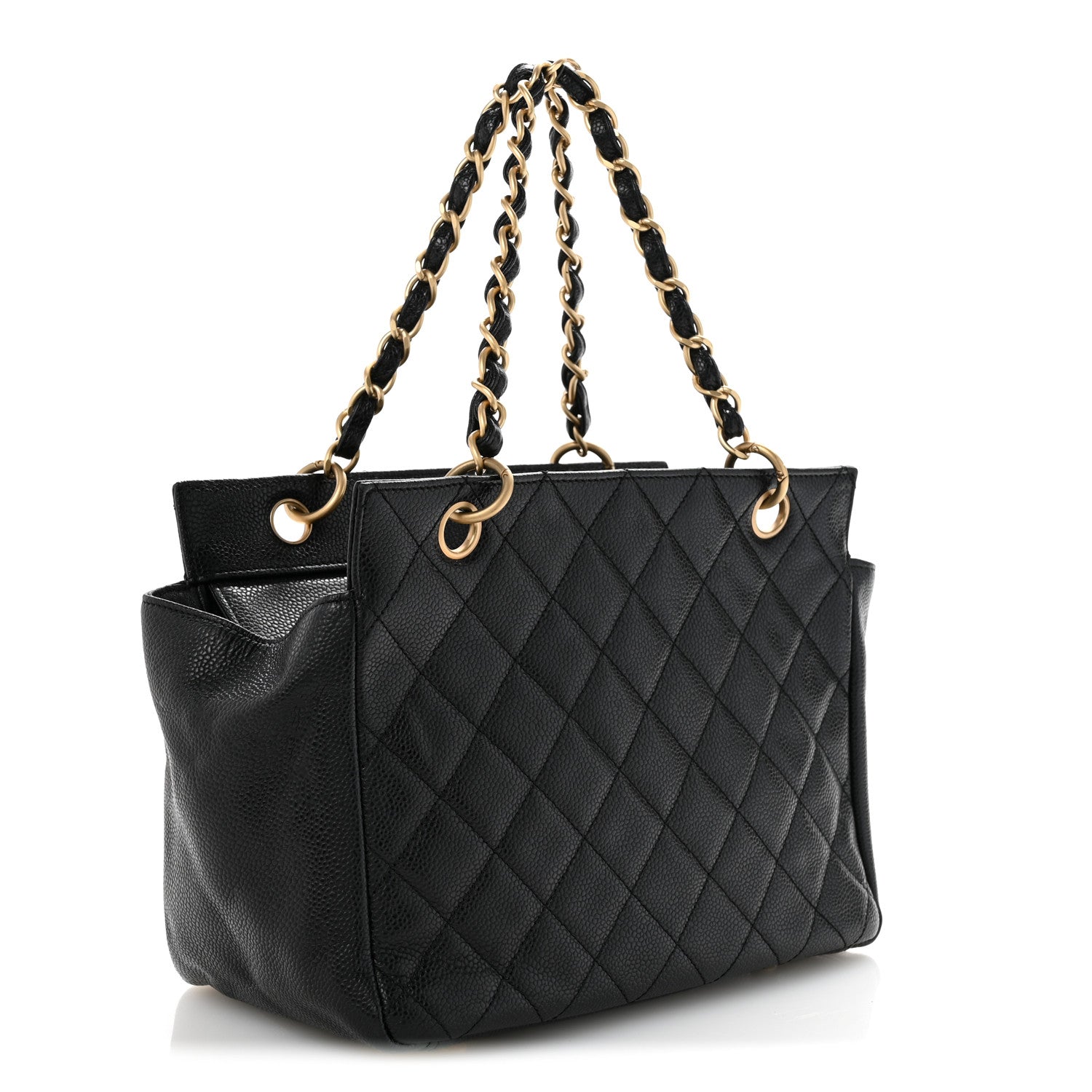 Caviar Quilted Petit Timeless Tote PTT Black