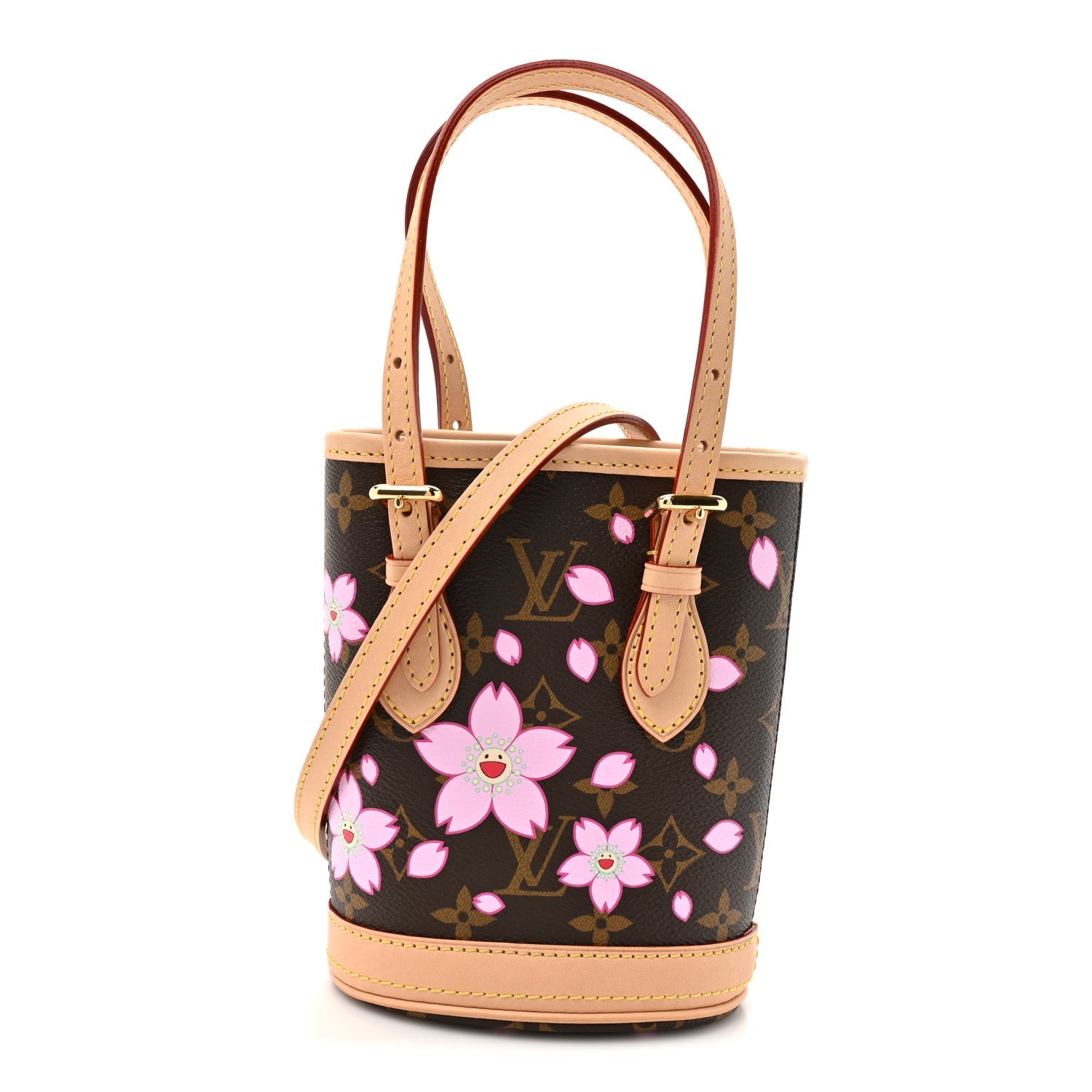 LV X TM Monogram Cherry Blossom Nano Bucket Sakura Brown