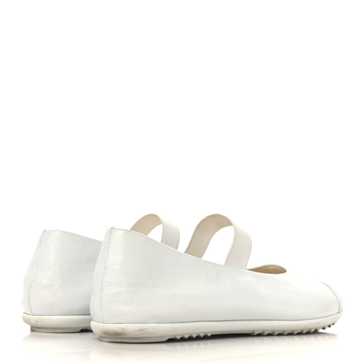 Lambskin Cap Toe CC Mary Jane Flats 37 White