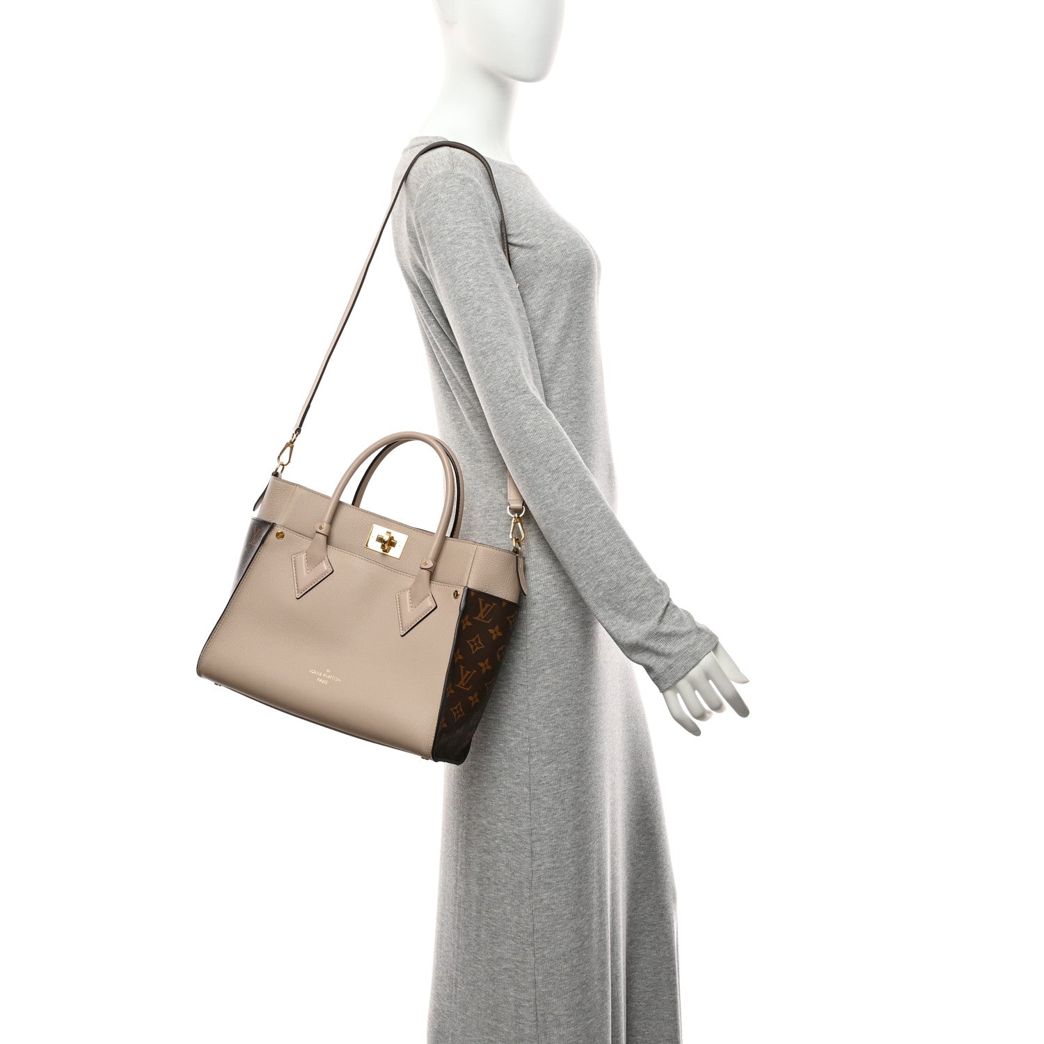 Calfskin Monogram On My Side MM Greige