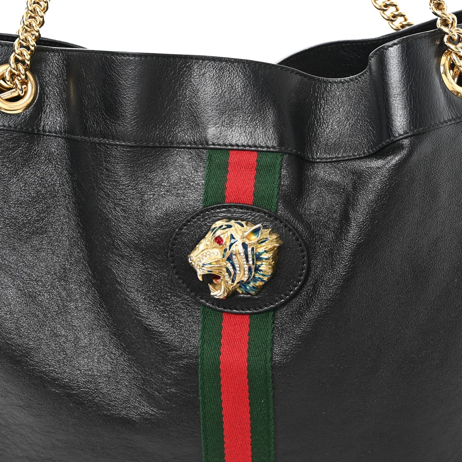 Calfskin Large Rajah Chain Tote Black
