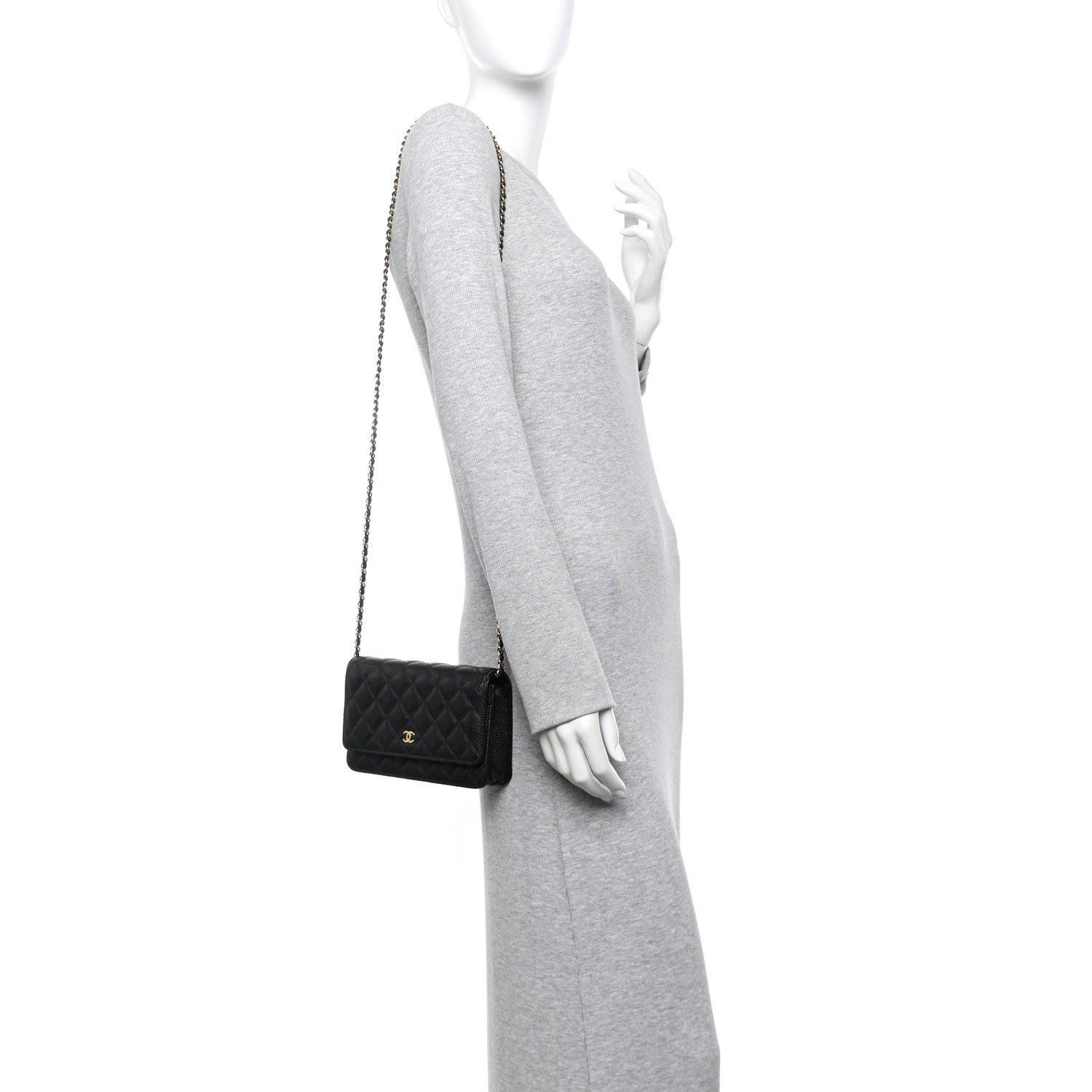 Caviar Quilted Wallet On Chain WOC Black