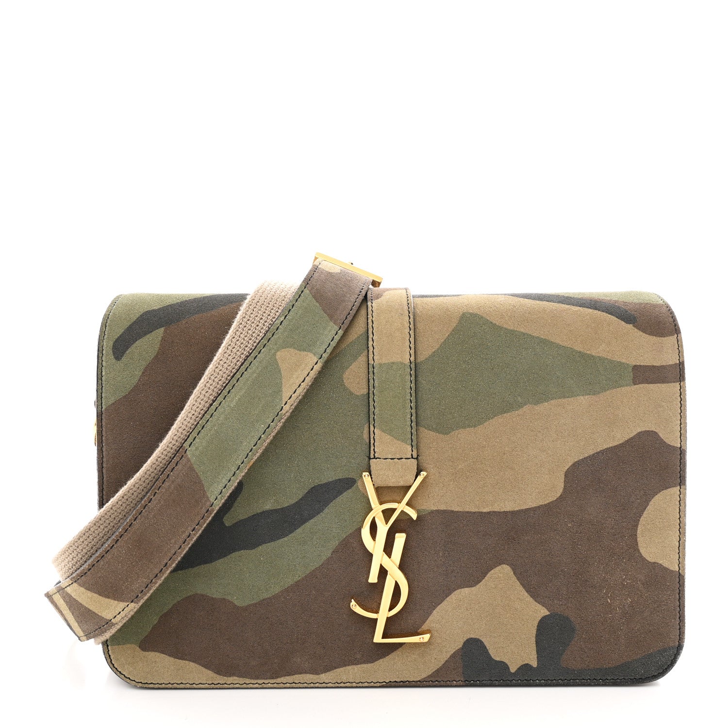 Suede Monogram University Camouflage Shoulder Bag Green