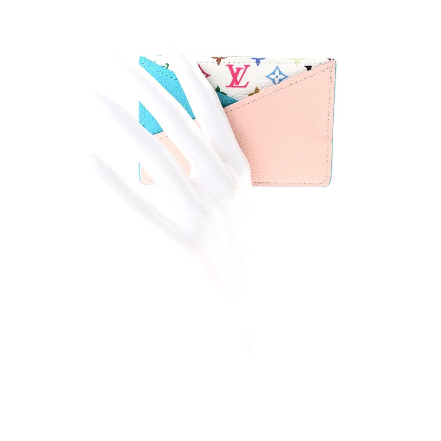 LV X TM Monogram Multicolor Criss-Cross Card Holder Kabira Blue Rose