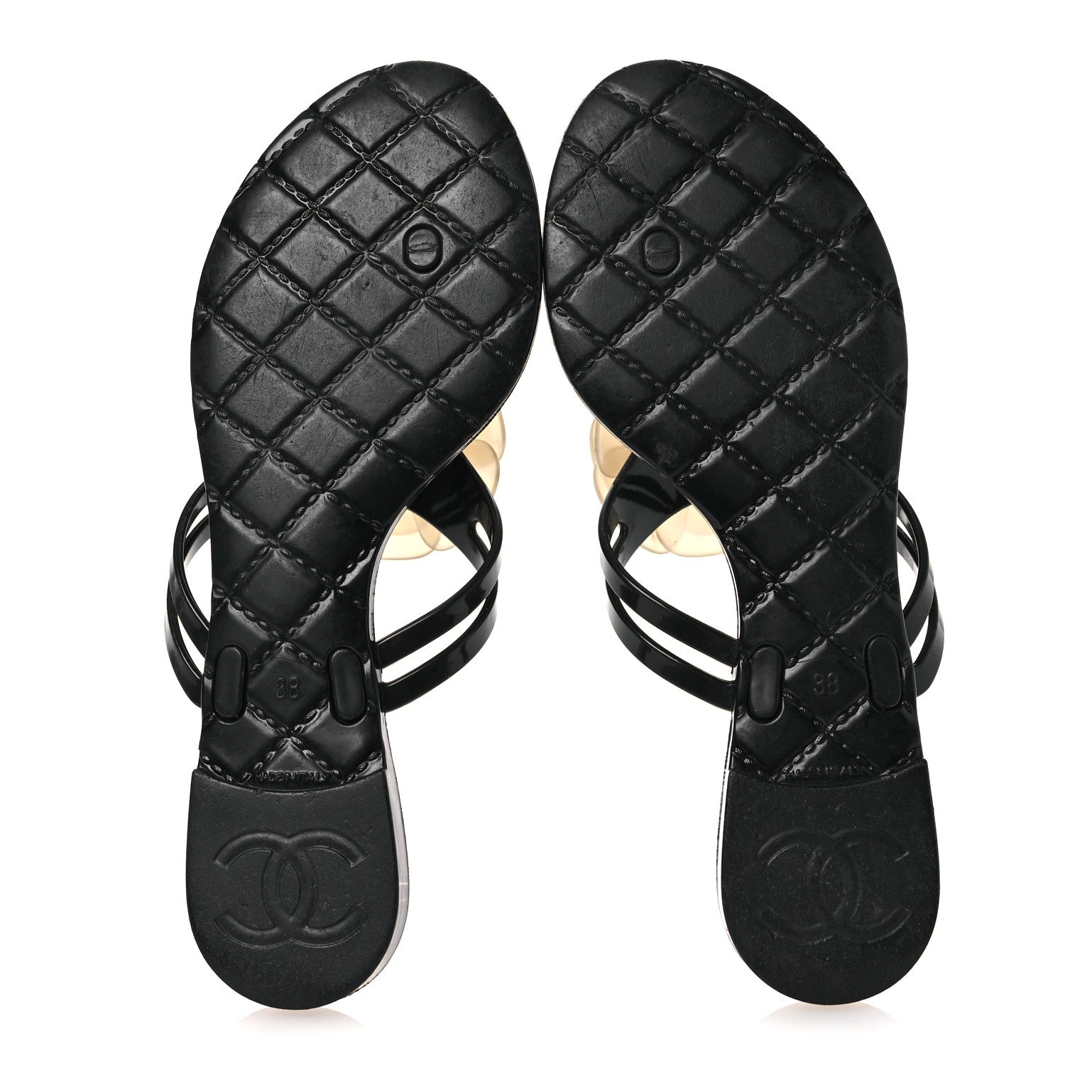 Jelly Camellia Thong Sandals 38 Black Ivory