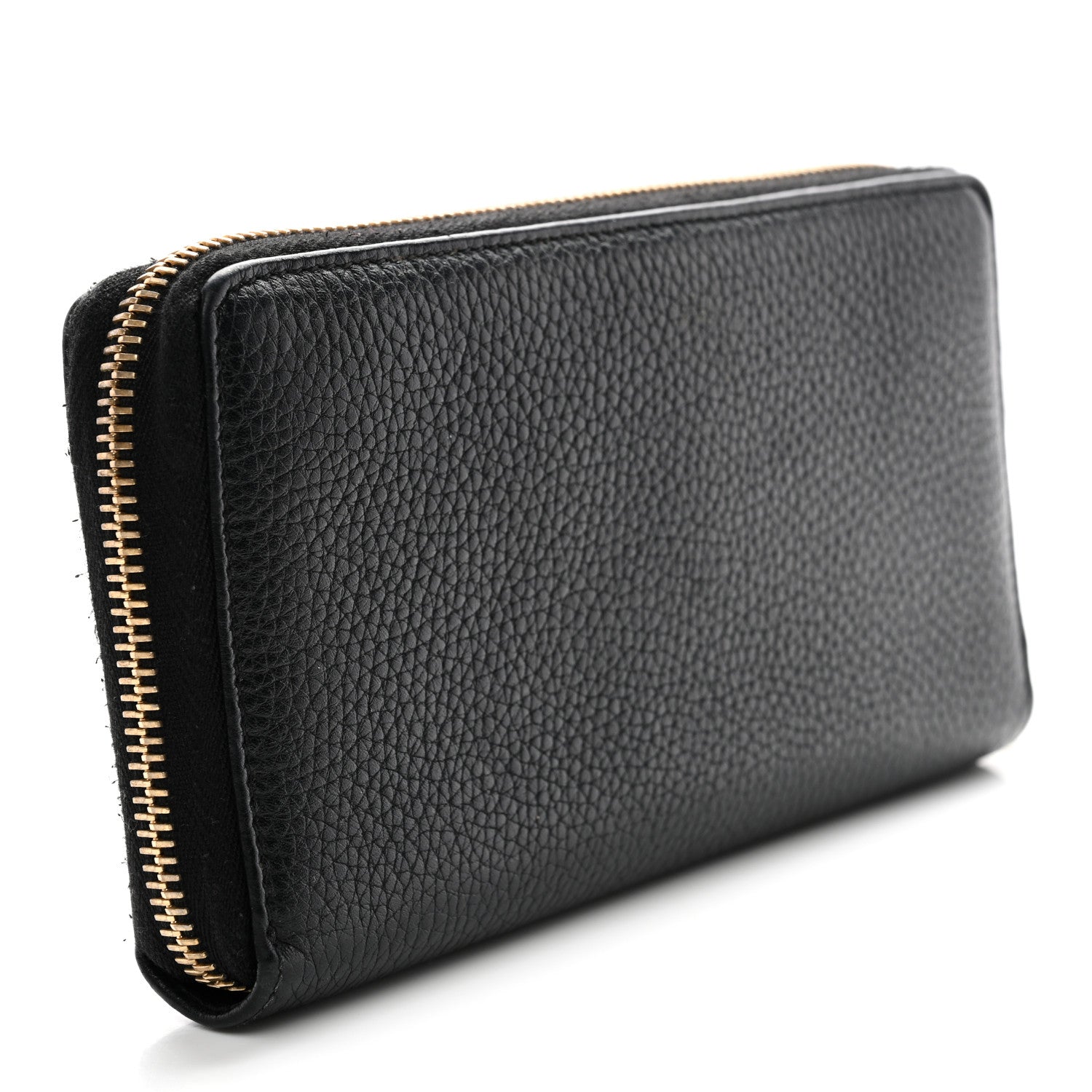 Pebbled Calfskin Soho Zip Around Wallet Black