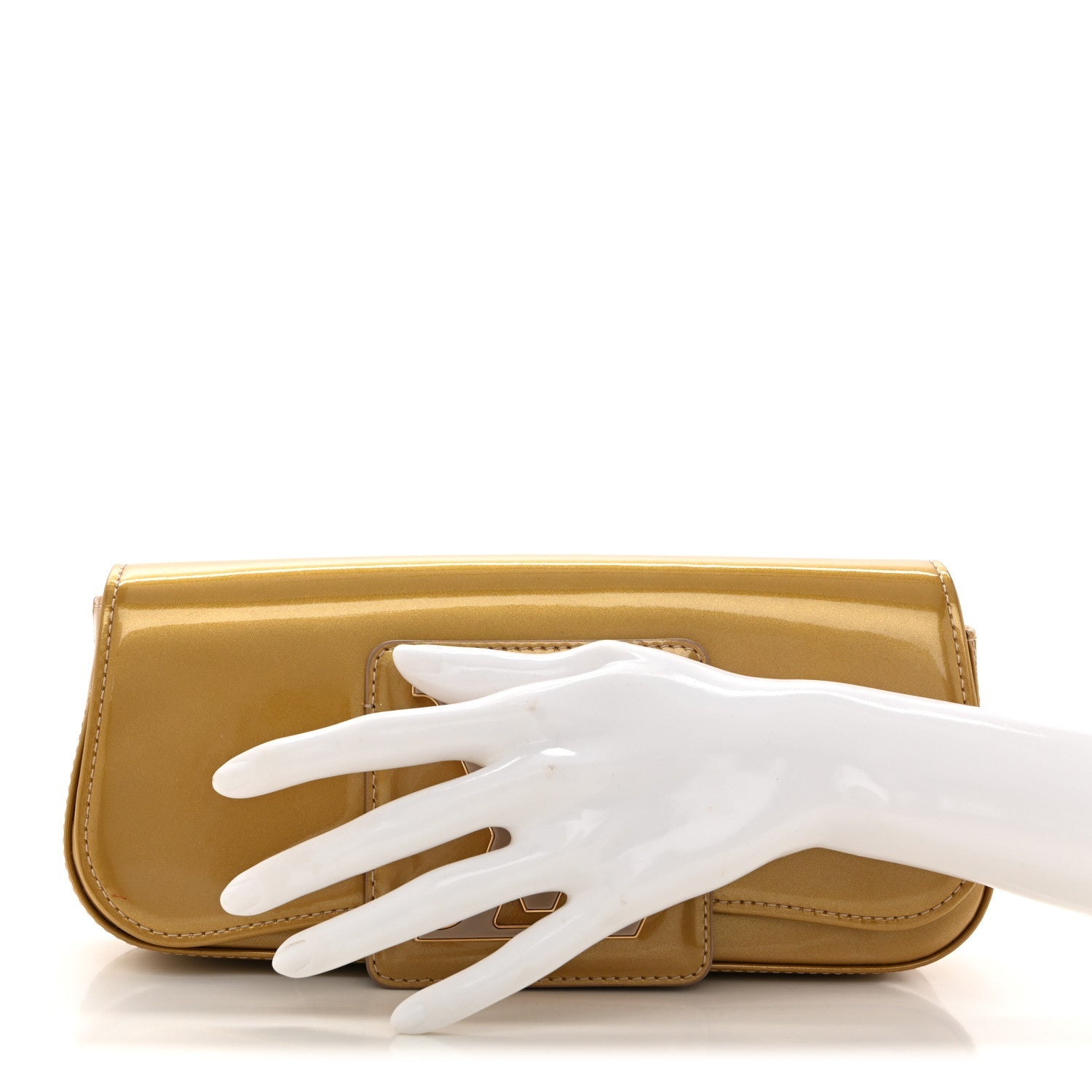Patent Sobe Clutch Beige Poudre