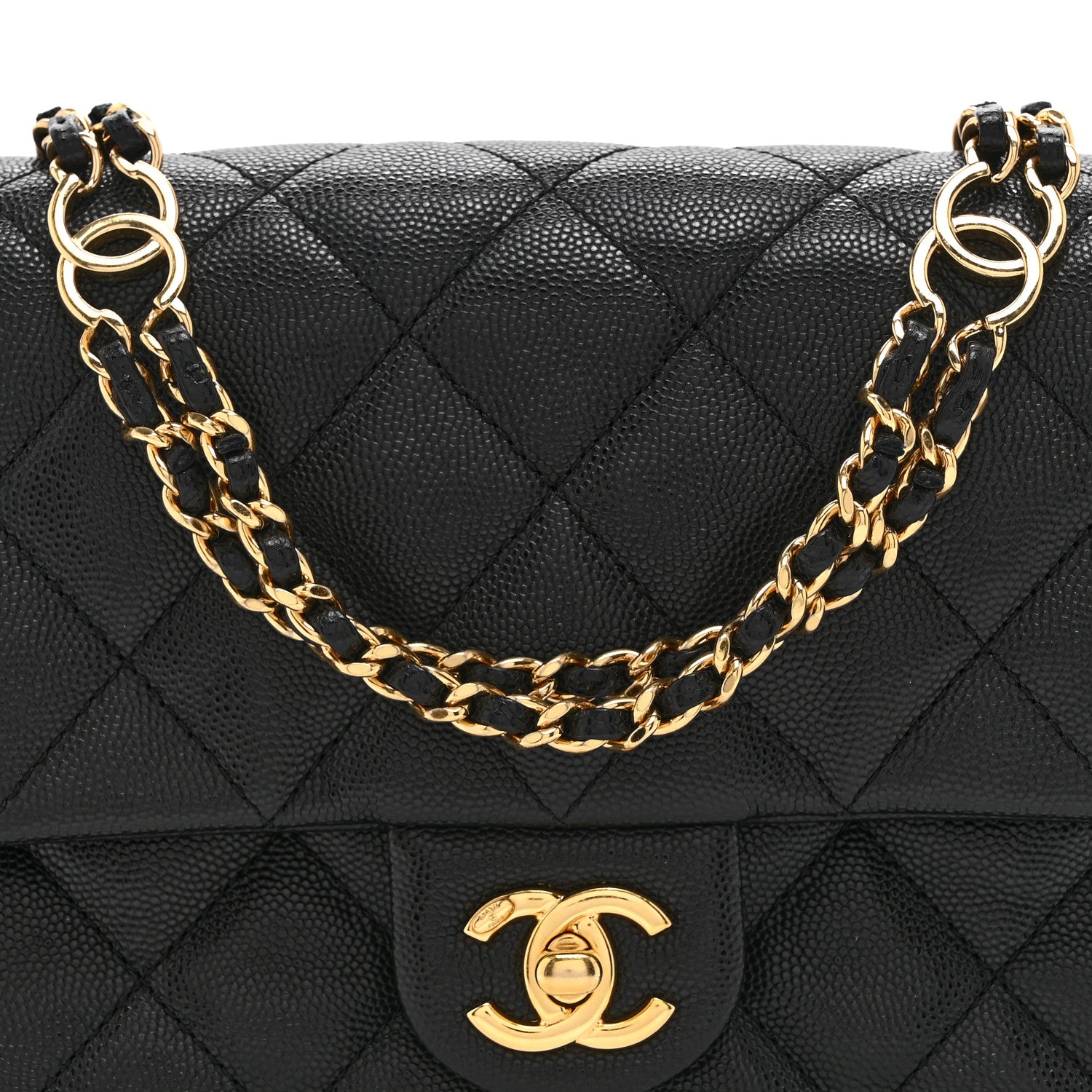 Caviar Quilted Mini CC You Flap Black