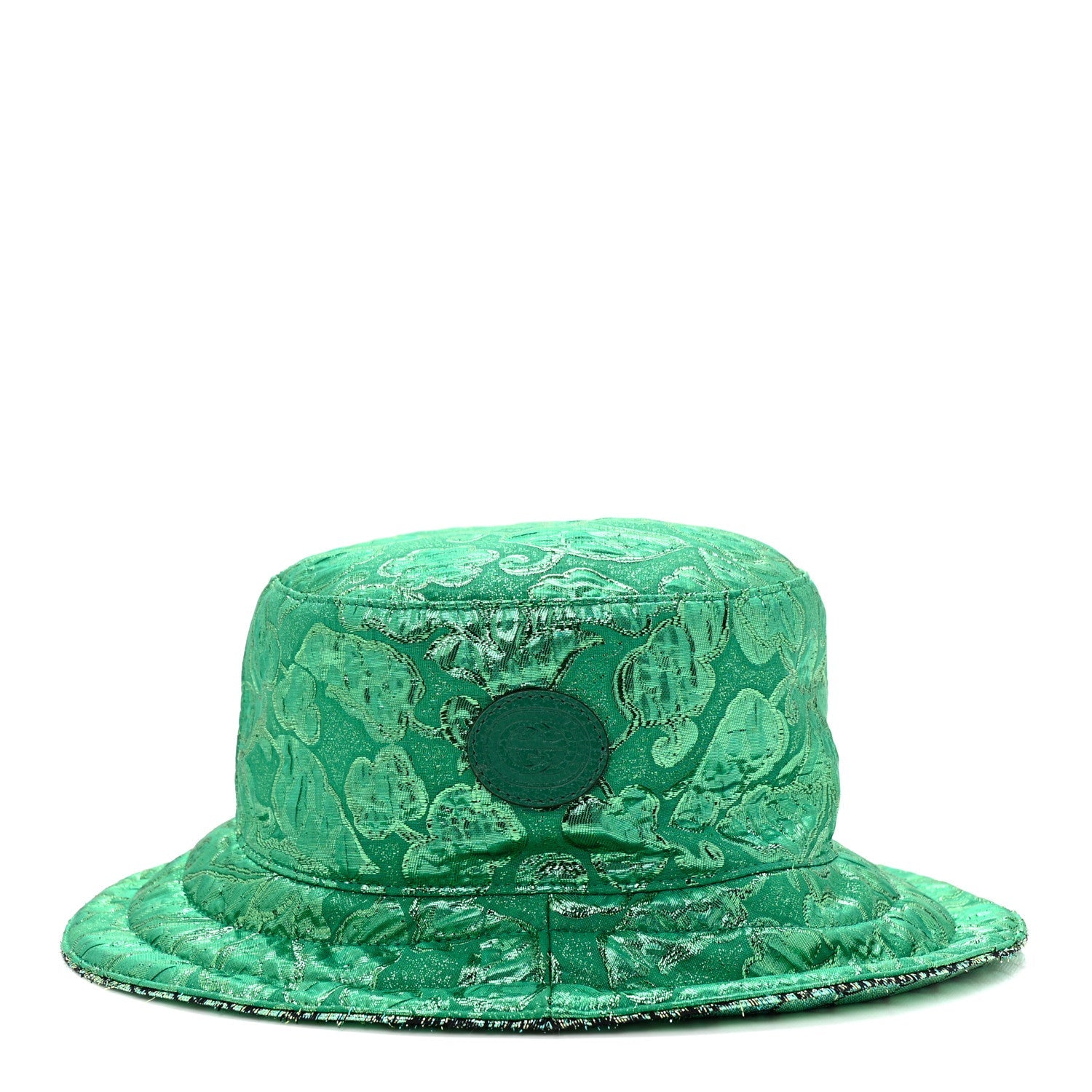 Canvas Lame GG Monogram Reversible Bucket Hat L Green