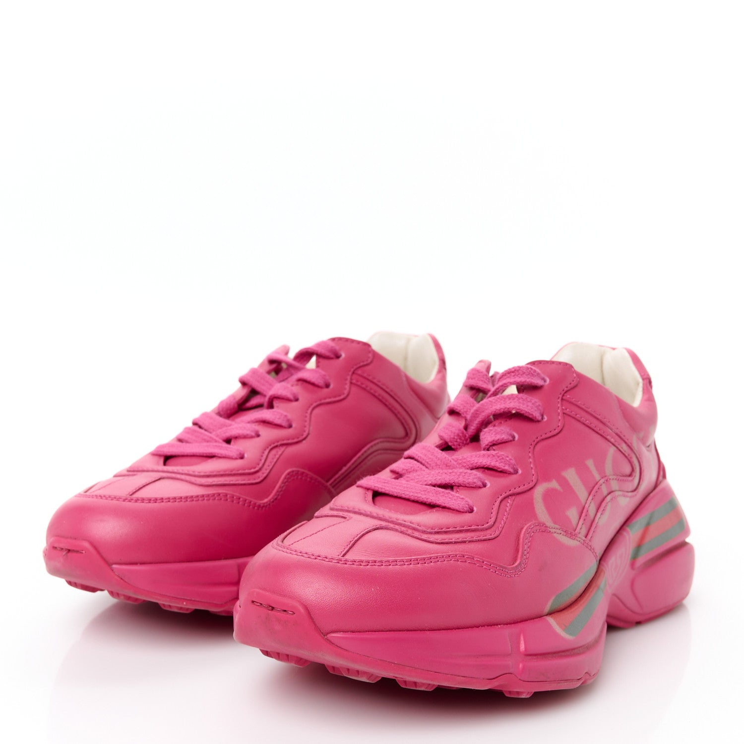 Calfskin Logo Womens Rhyton Sneakers 35 Box Pink