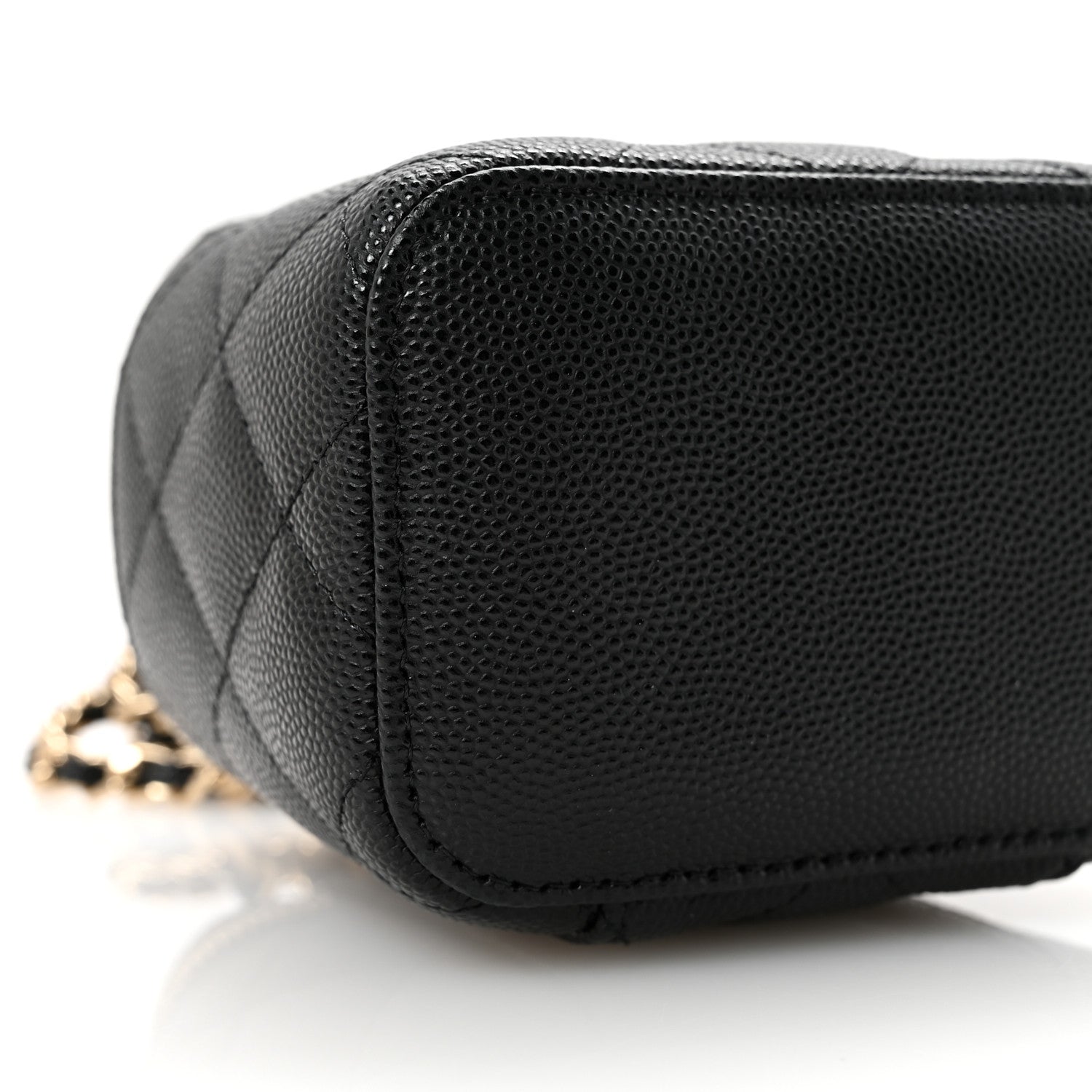 Caviar Quilted Mini Vanity Case With Chain Black