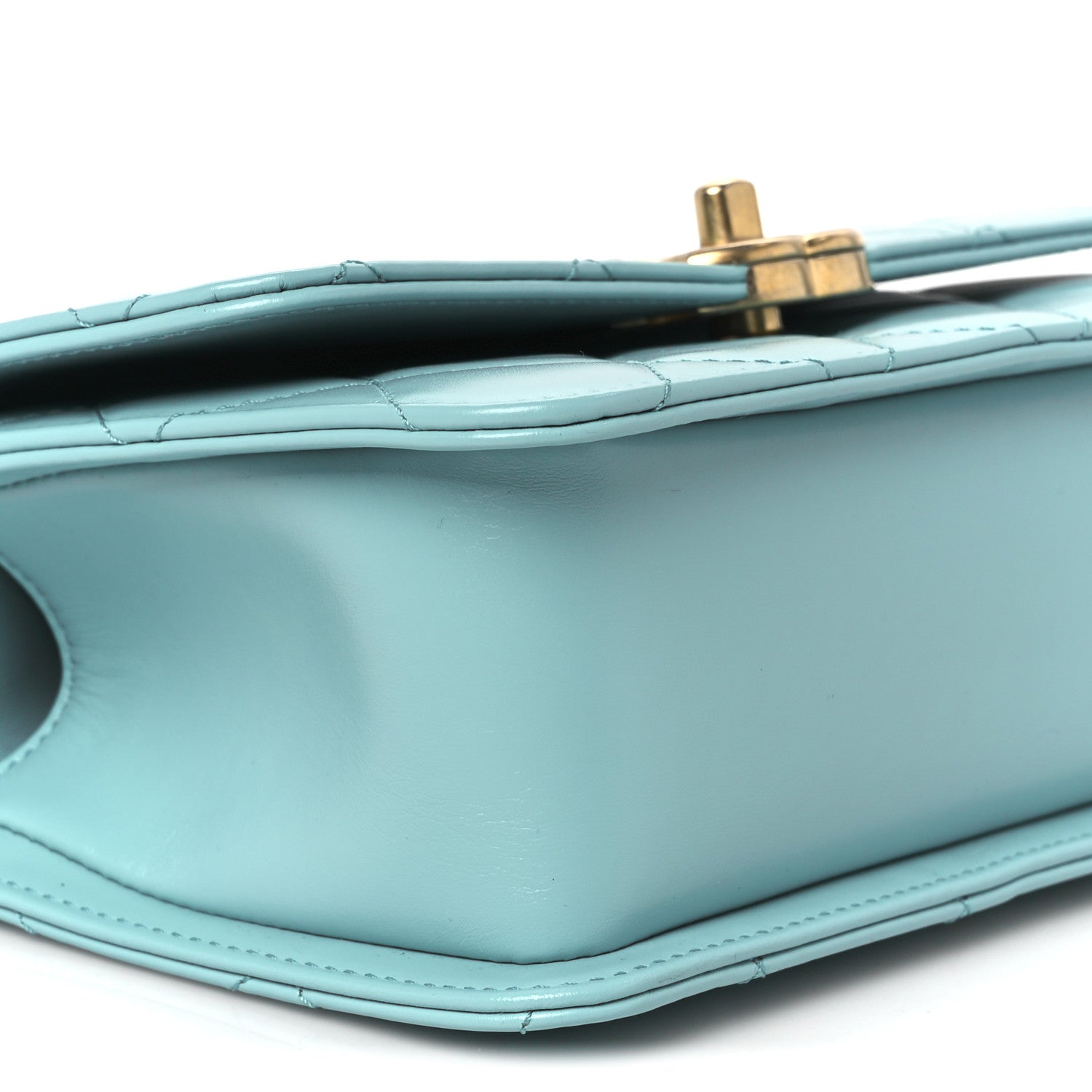Calfskin Quilted Mini Perfect Fit Flap Turquoise