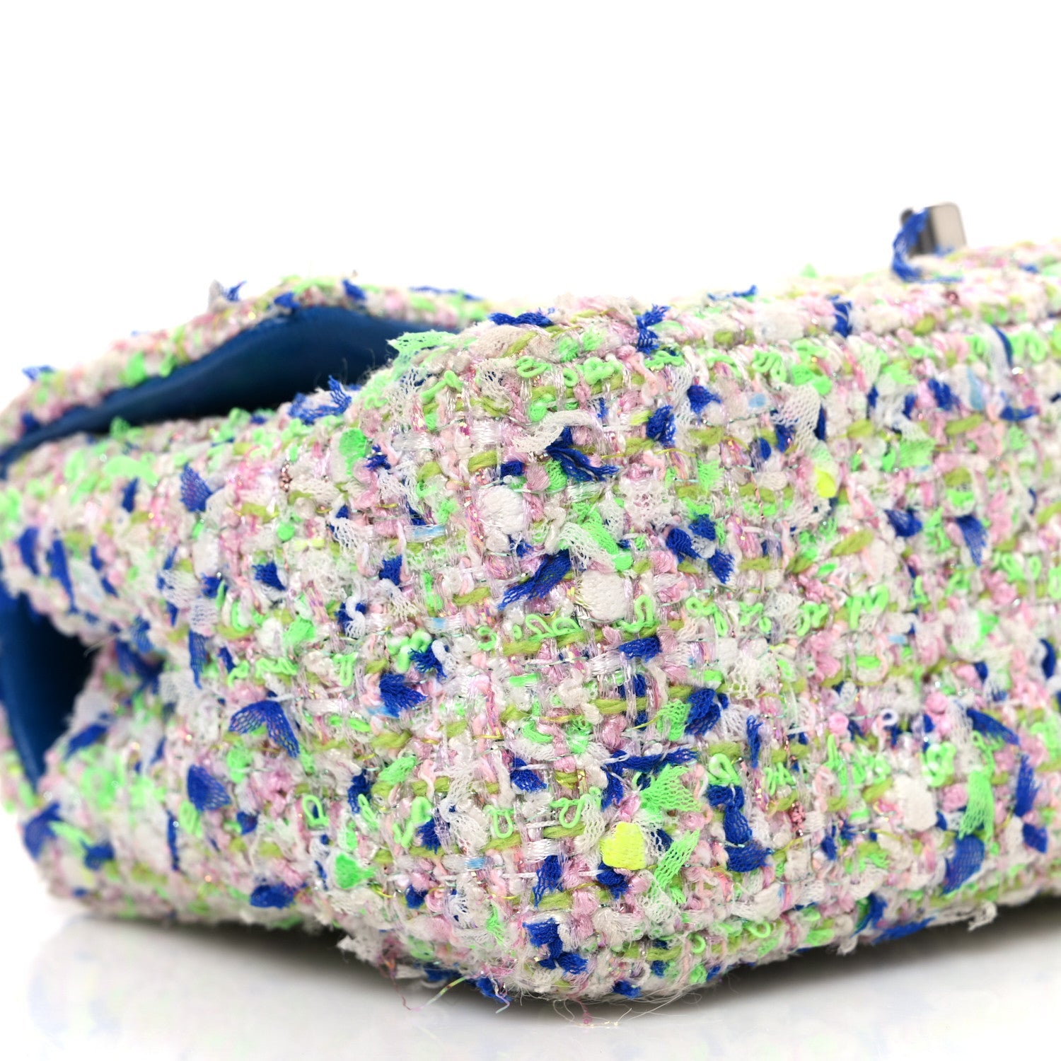 Tweed Quilted Mini Rectangular Flap White Blue Green