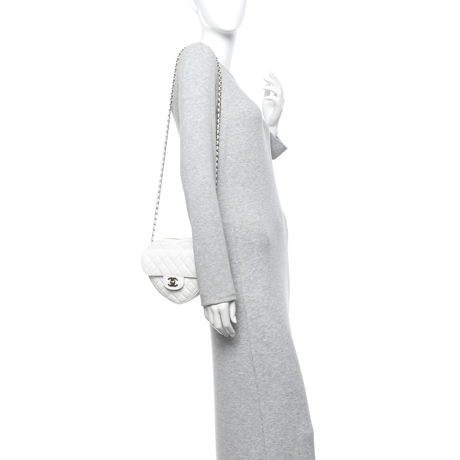 Lambskin Quilted CC In Love Heart Bag White